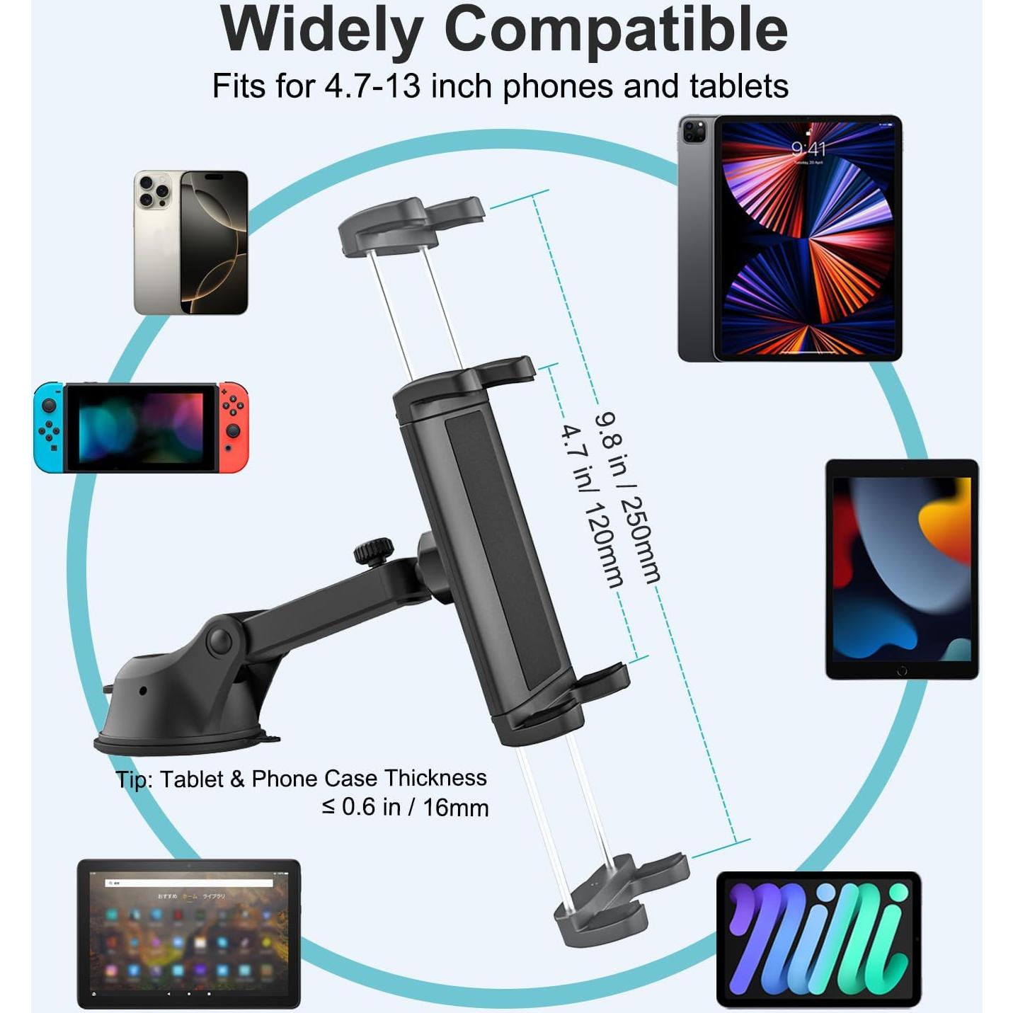 Soporte de Tablet para Coche Dosvsi con Ventosa Fuerte 11.4x19.1cm