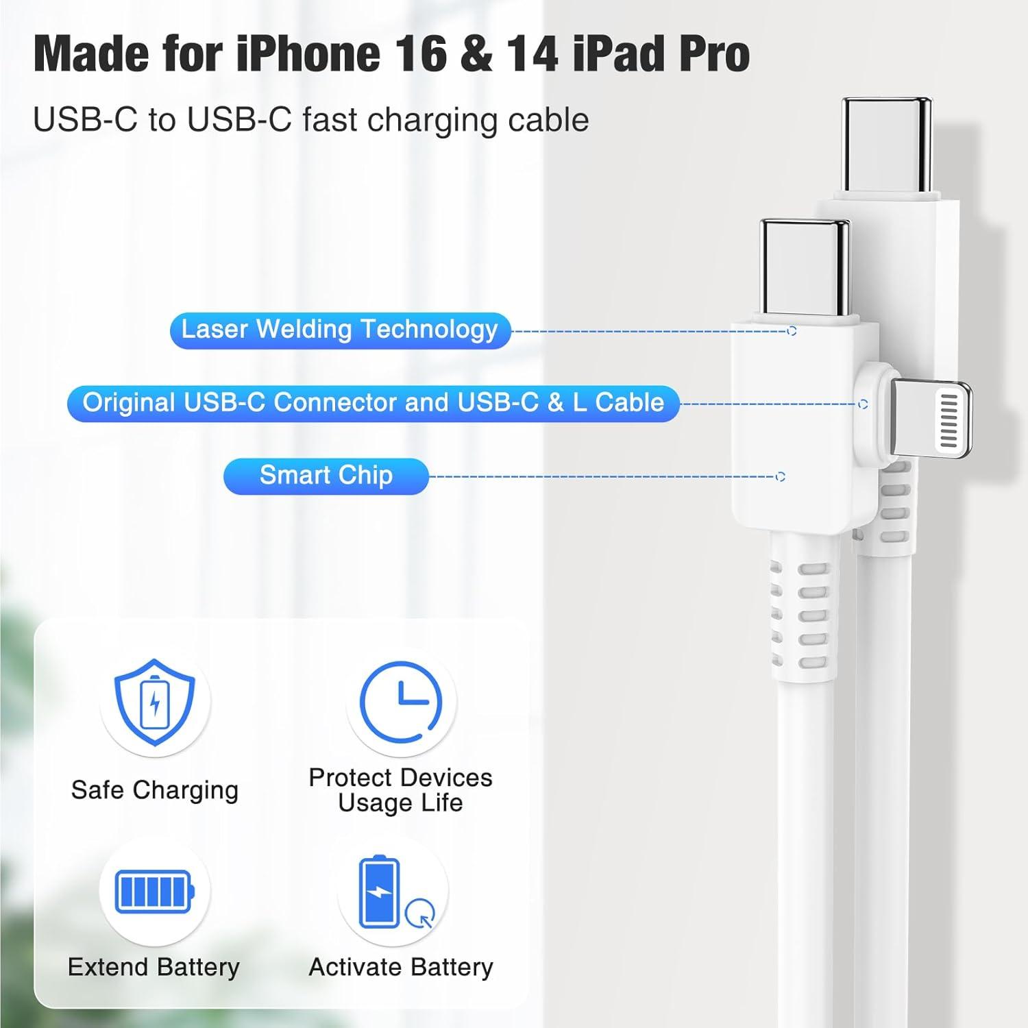 Cable de Carga Rápida 2 en 1 Cerdeti 3m USB C a Lightning