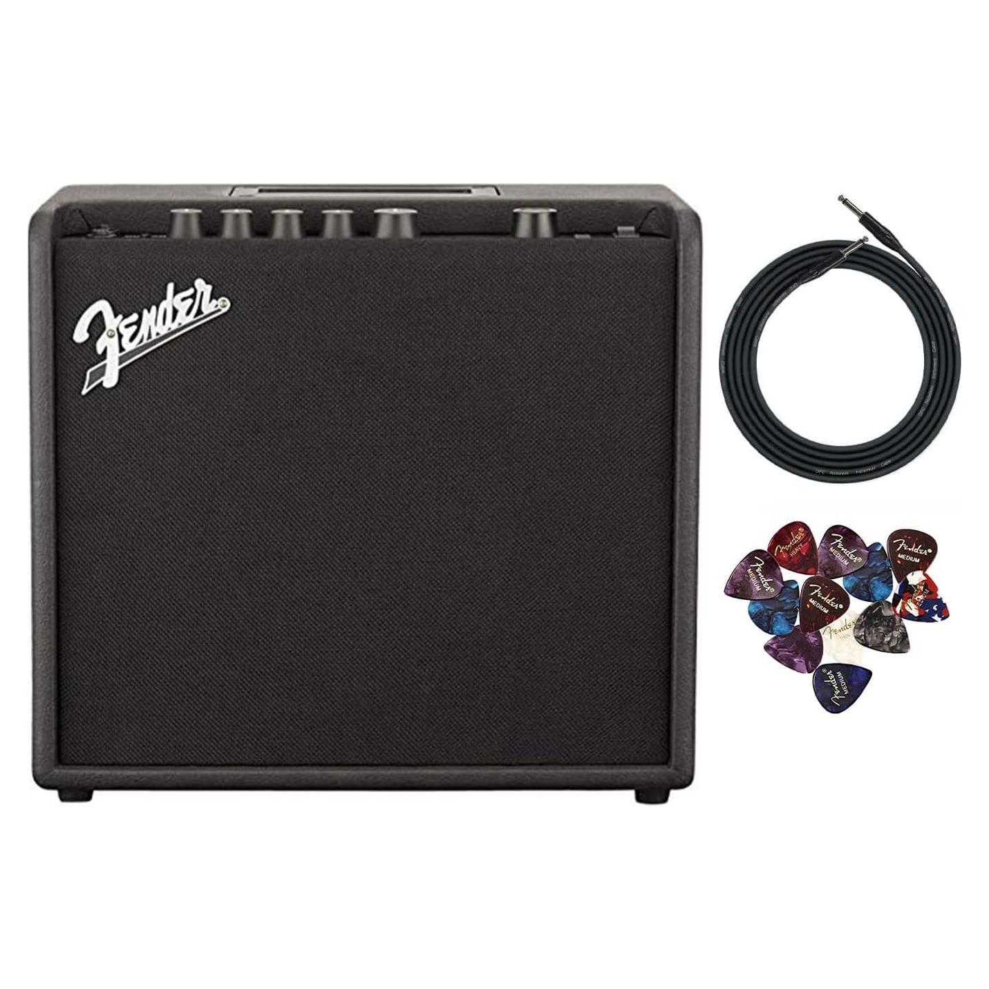 Amplificador Combo Fender Mustang LT25 25W con Cable y 12 Púas