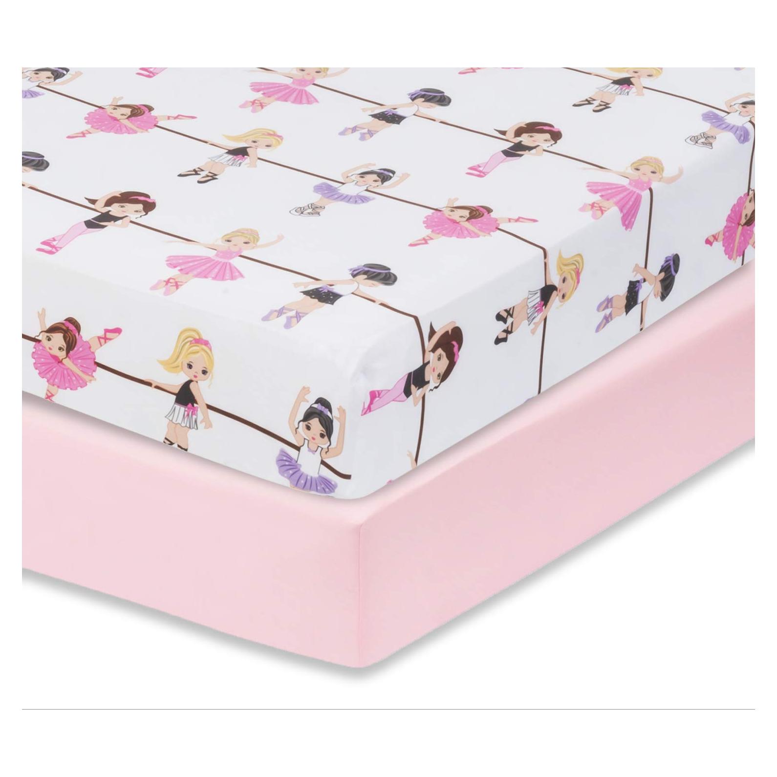 Juego de 2 Sábanas Ajustables Everyday Kids Rosa Bailarina