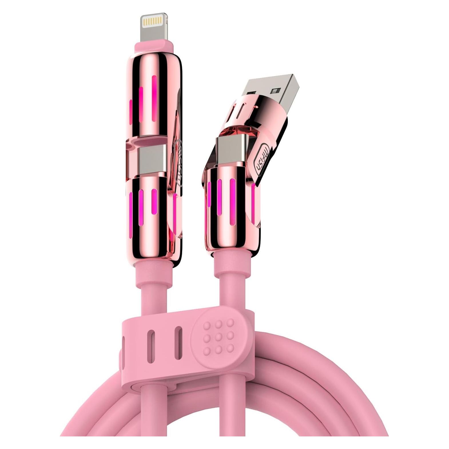 Cable de Carga Multi USB 4 en 1 MFish 240W Rápido Rosa