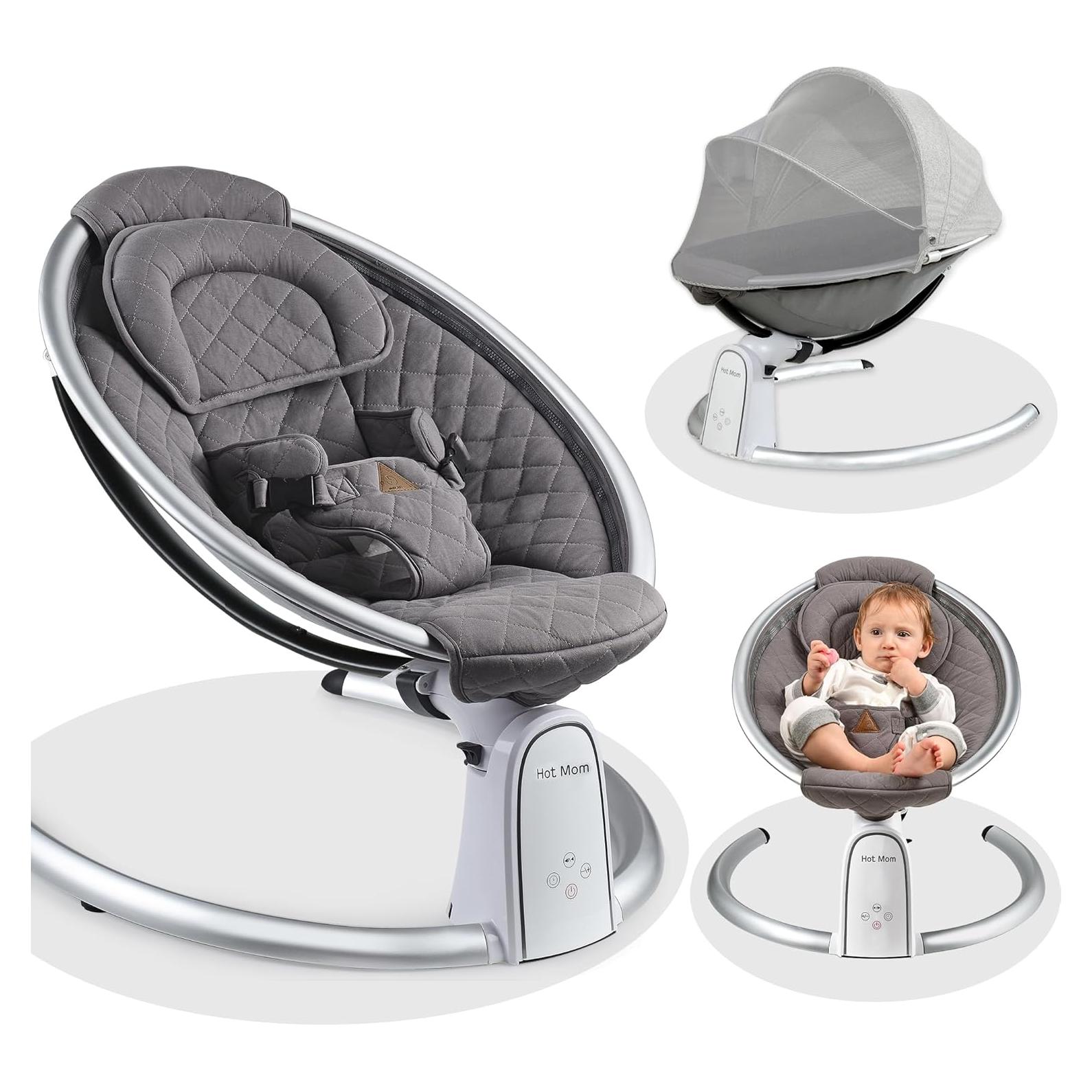 Columpio Eléctrico para Bebés Mamá Caliente Gris Carbón