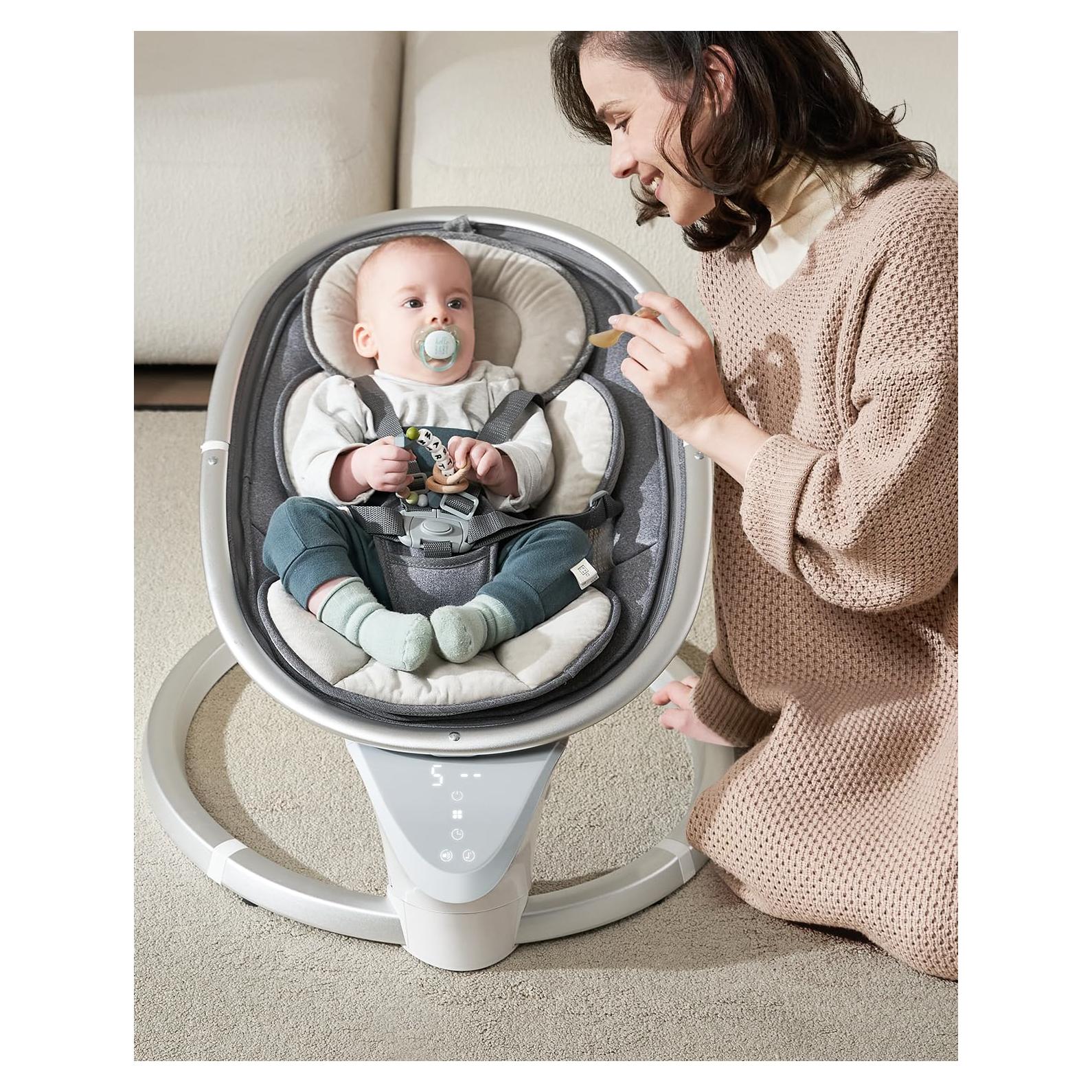 Columpio Eléctrico Yacul para Bebés 0-6 Meses, 5 Movimientos