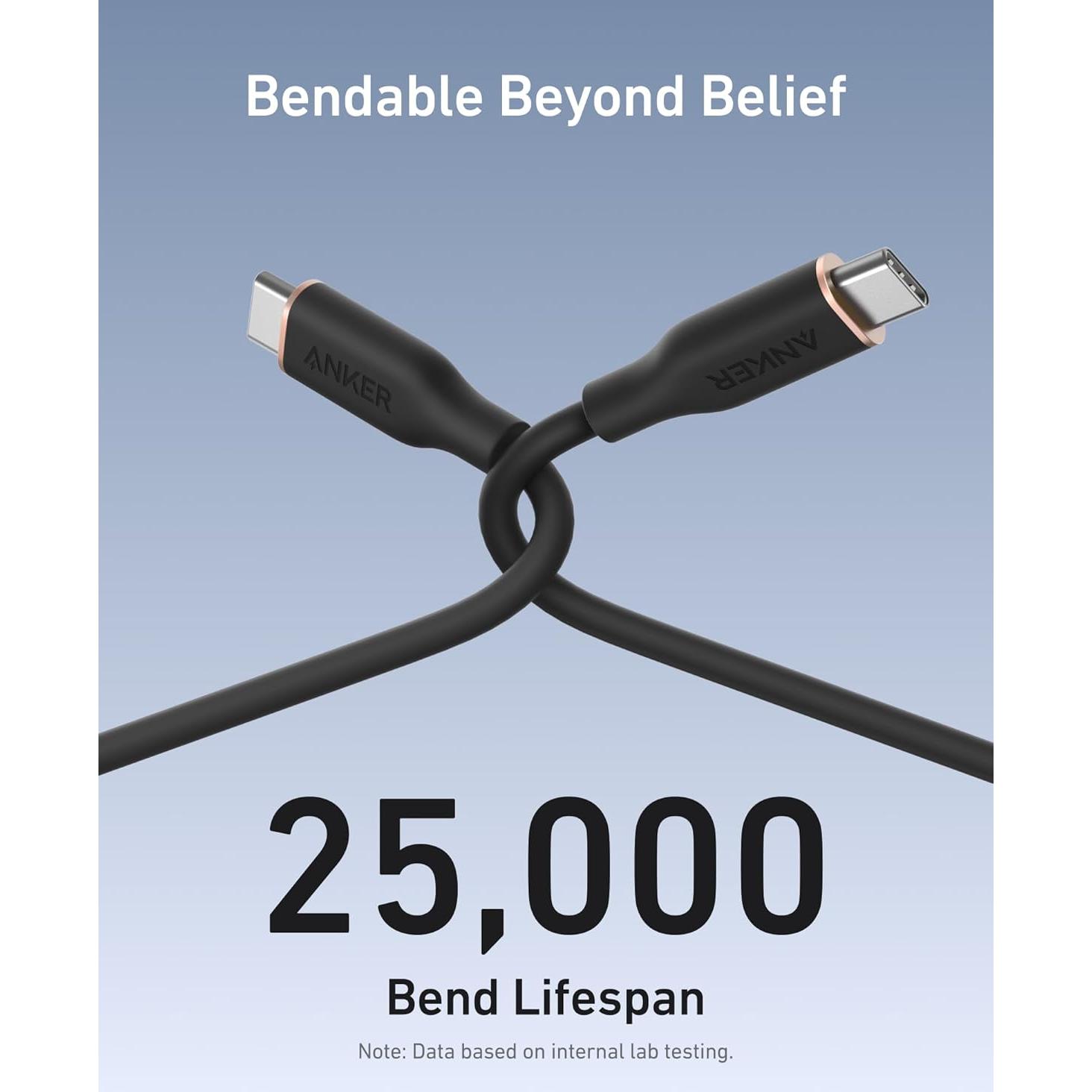 Cable USB-C Anker 240W 0.91m 2 Paquete Carga Rápida Negro