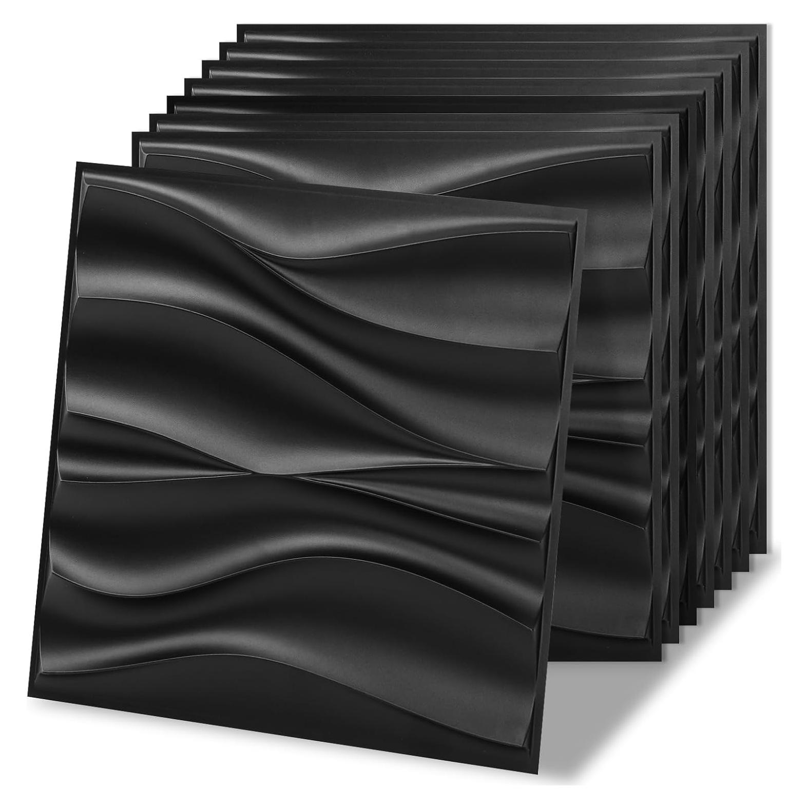 Paneles de Pared 3D Art3d - 20 Piezas PVC 30x30 cm Negro