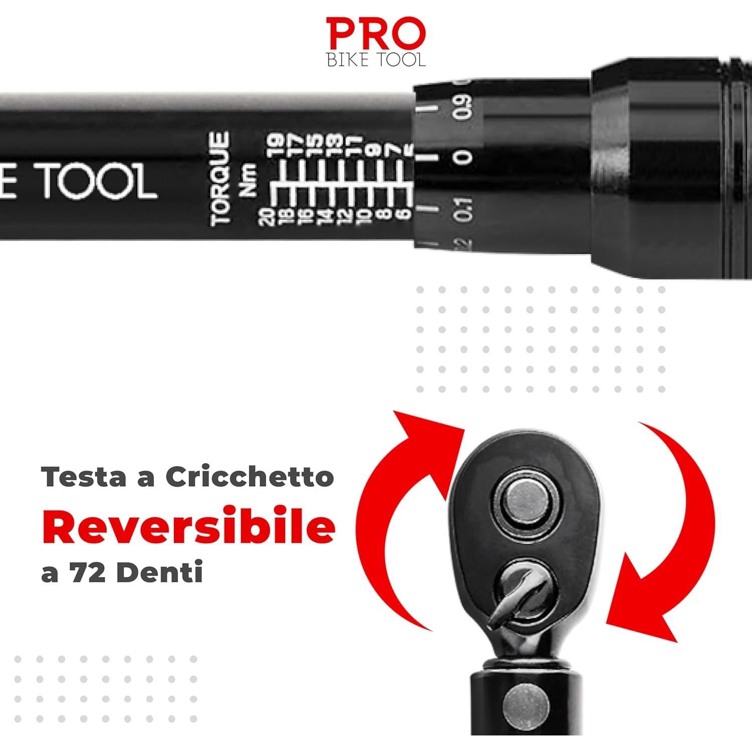 Juego de Llave de Torque PRO BIKE TOOL 2-20 Nm con Estuche