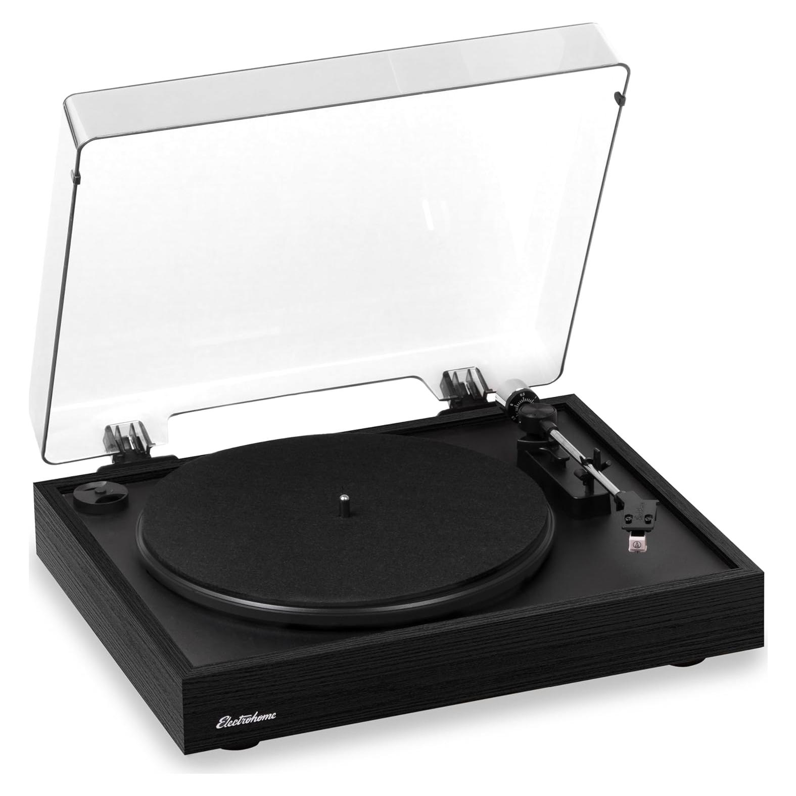 Reproductor de Vinilo Electrohome Montrose RR35B con Estiló Audio-Technica
