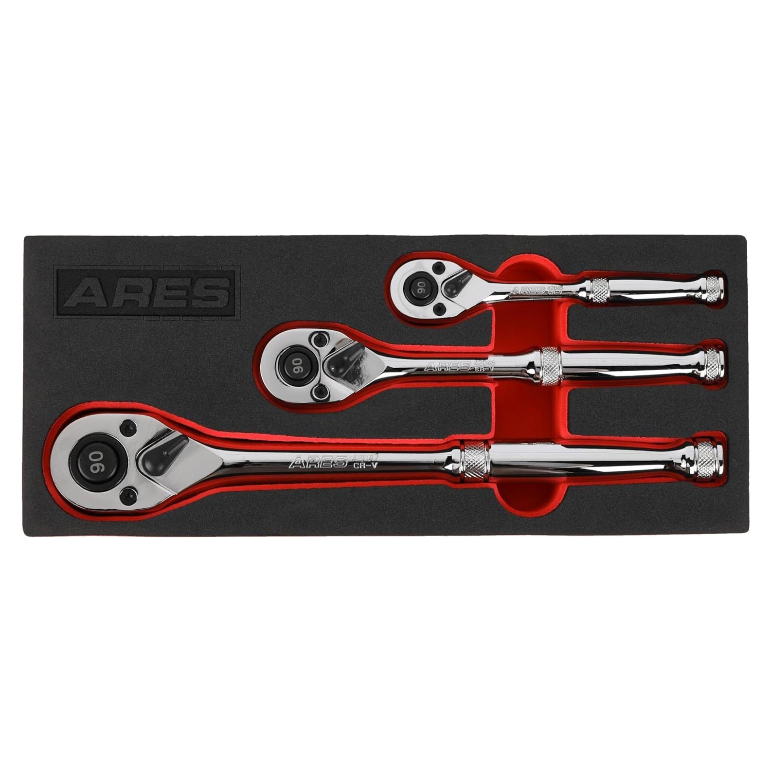 Juego de Carraca ARES 3 Piezas 90 Dientes Acero Cromo