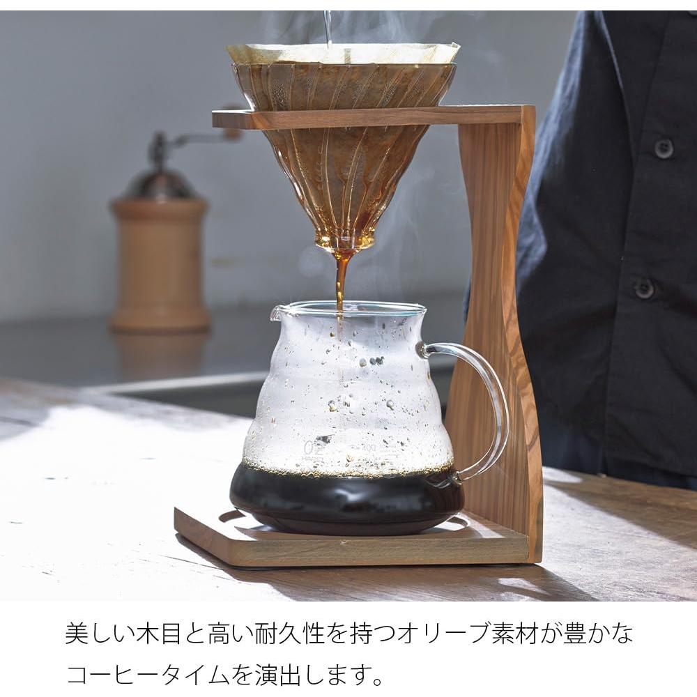 Conjunto Hario V60 de Soporte de Madera de Olivo - 5 Piezas