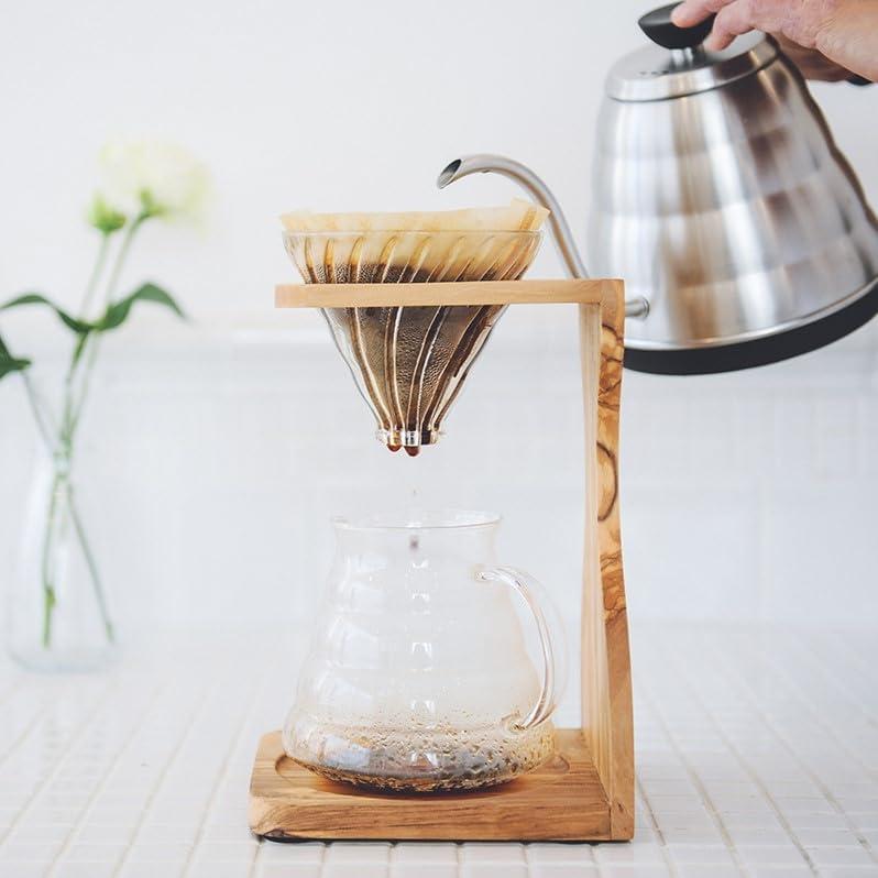 Conjunto Hario V60 de Soporte de Madera de Olivo - 5 Piezas