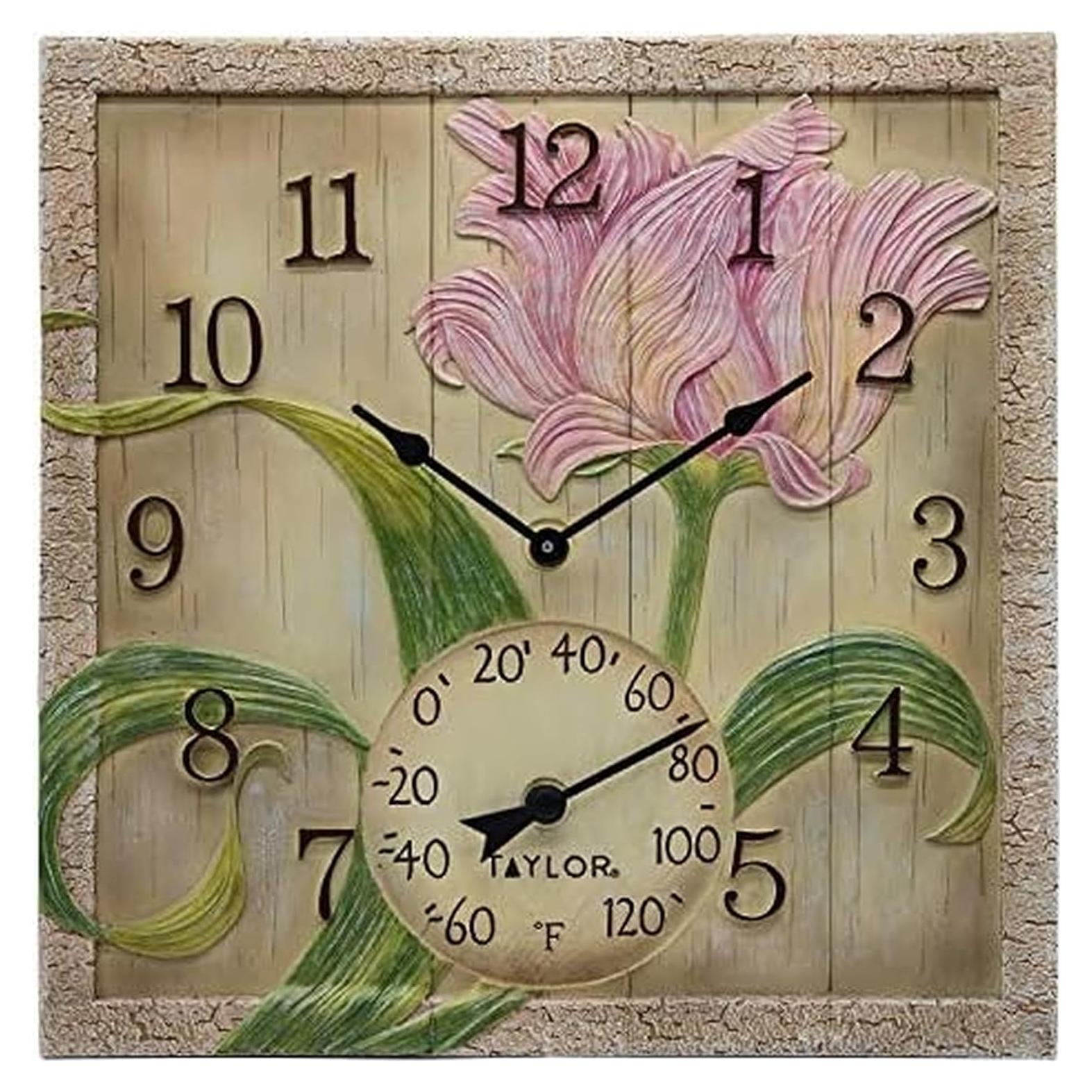 Reloj y termómetro de resina Taylor 35.56 cm Rosa