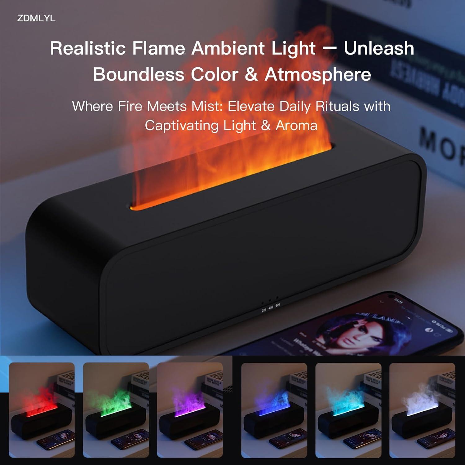 Difusor de Aromaterapia Genérico 250ml con Llama Sonido Negro