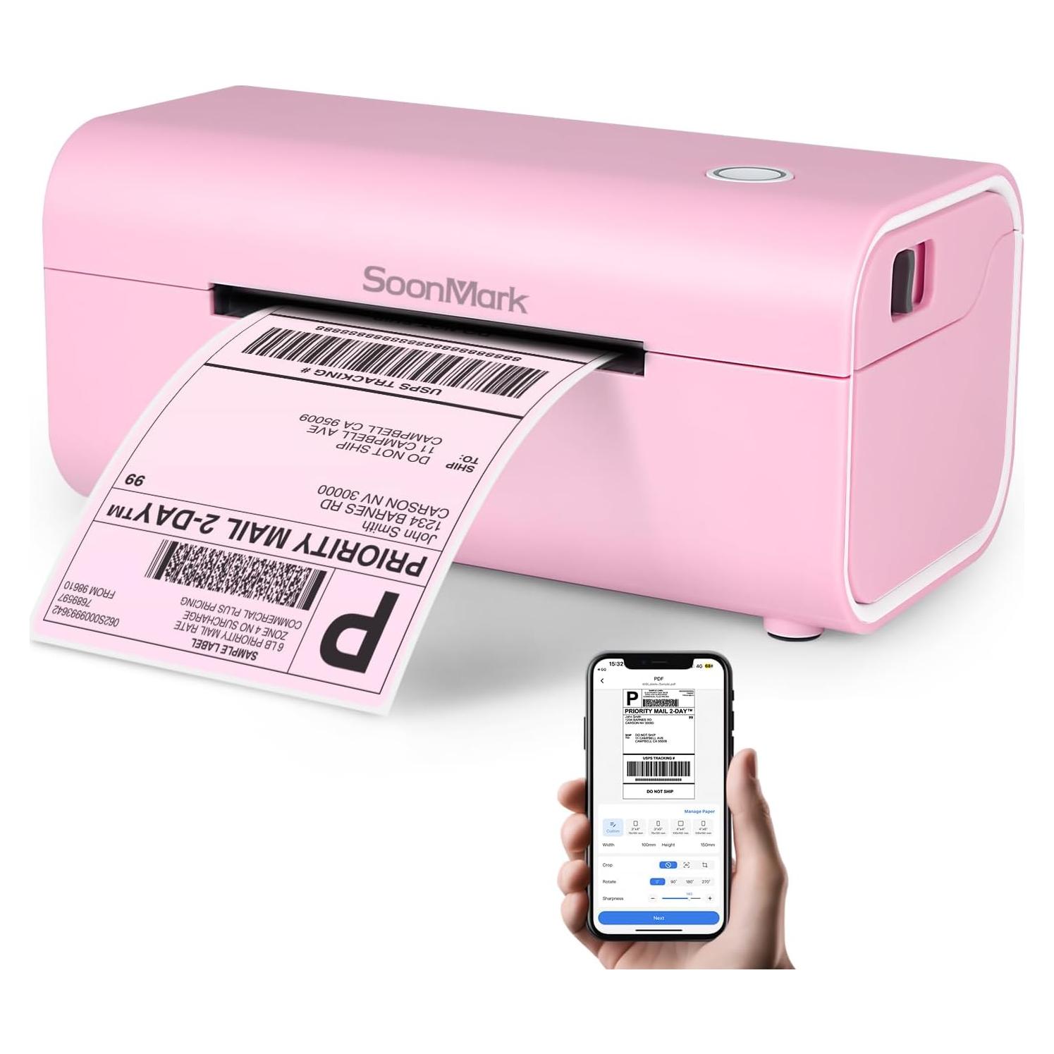 Impresora Térmica de Etiquetas Bluetooth Soonmark M4201 Rosa 4x6