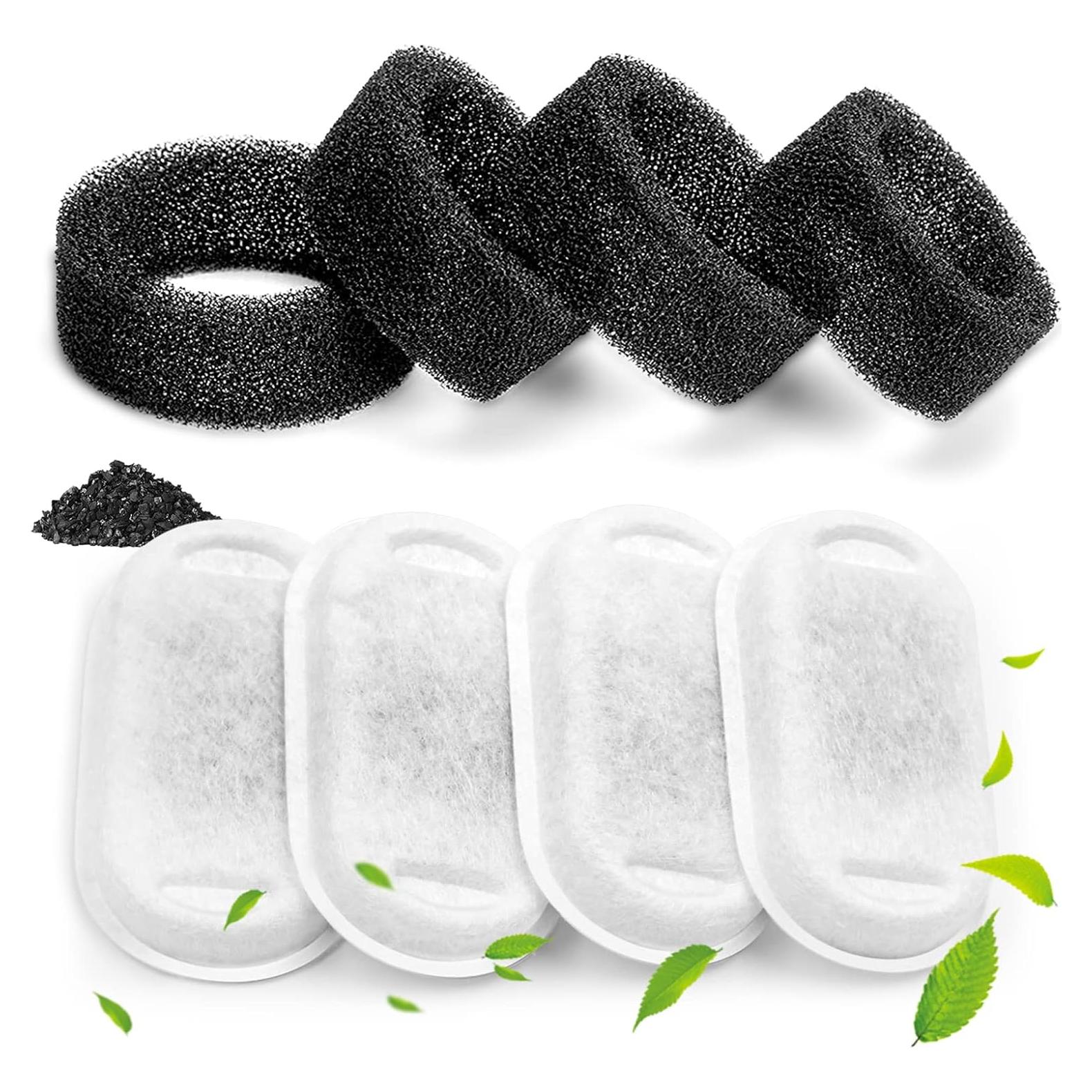 Filtros de agua para gatos Monsin - Paquete de 4 filtros y esponjas