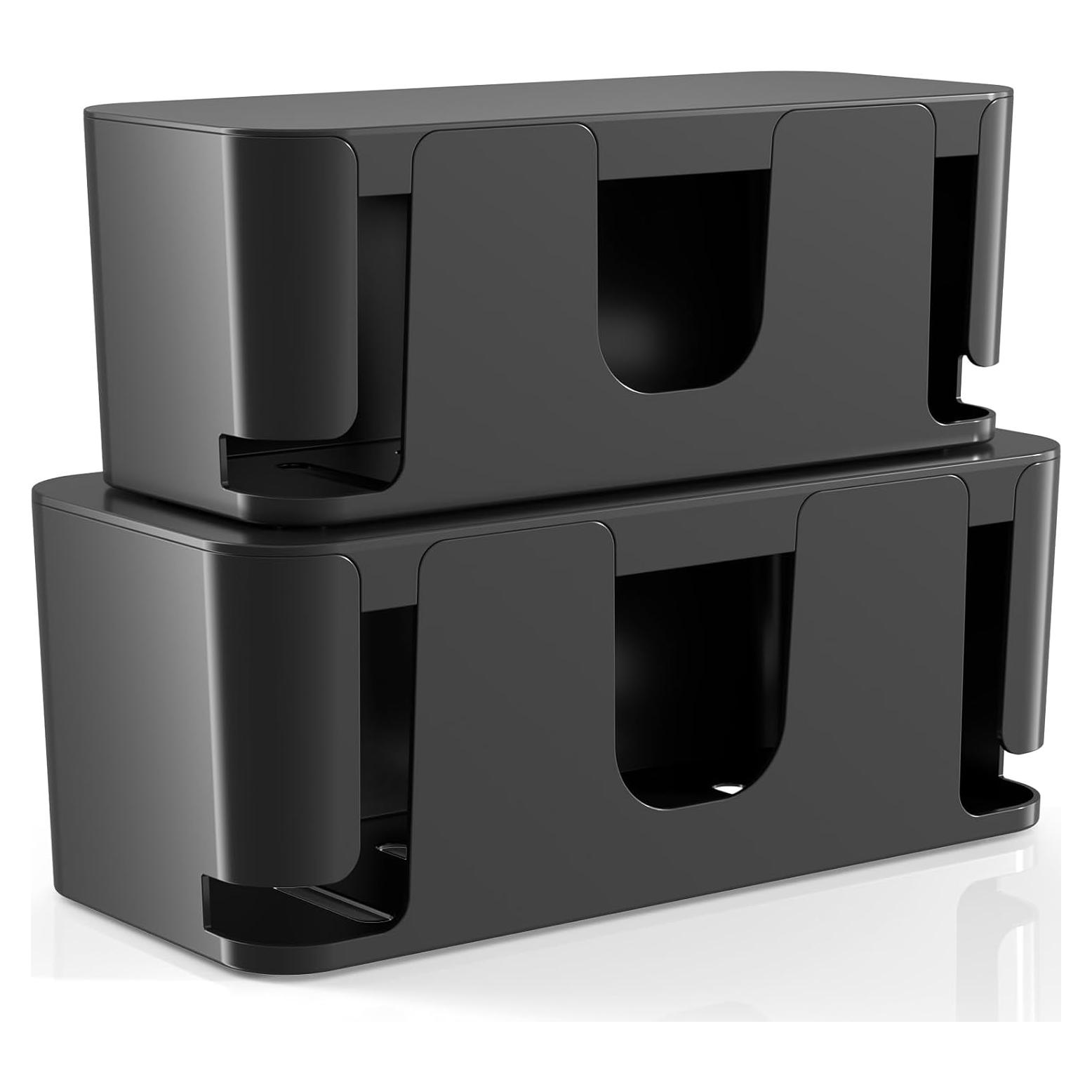 Caja Organizadora de Cables Delamu 2 Pack Negro - Grande y Mediana