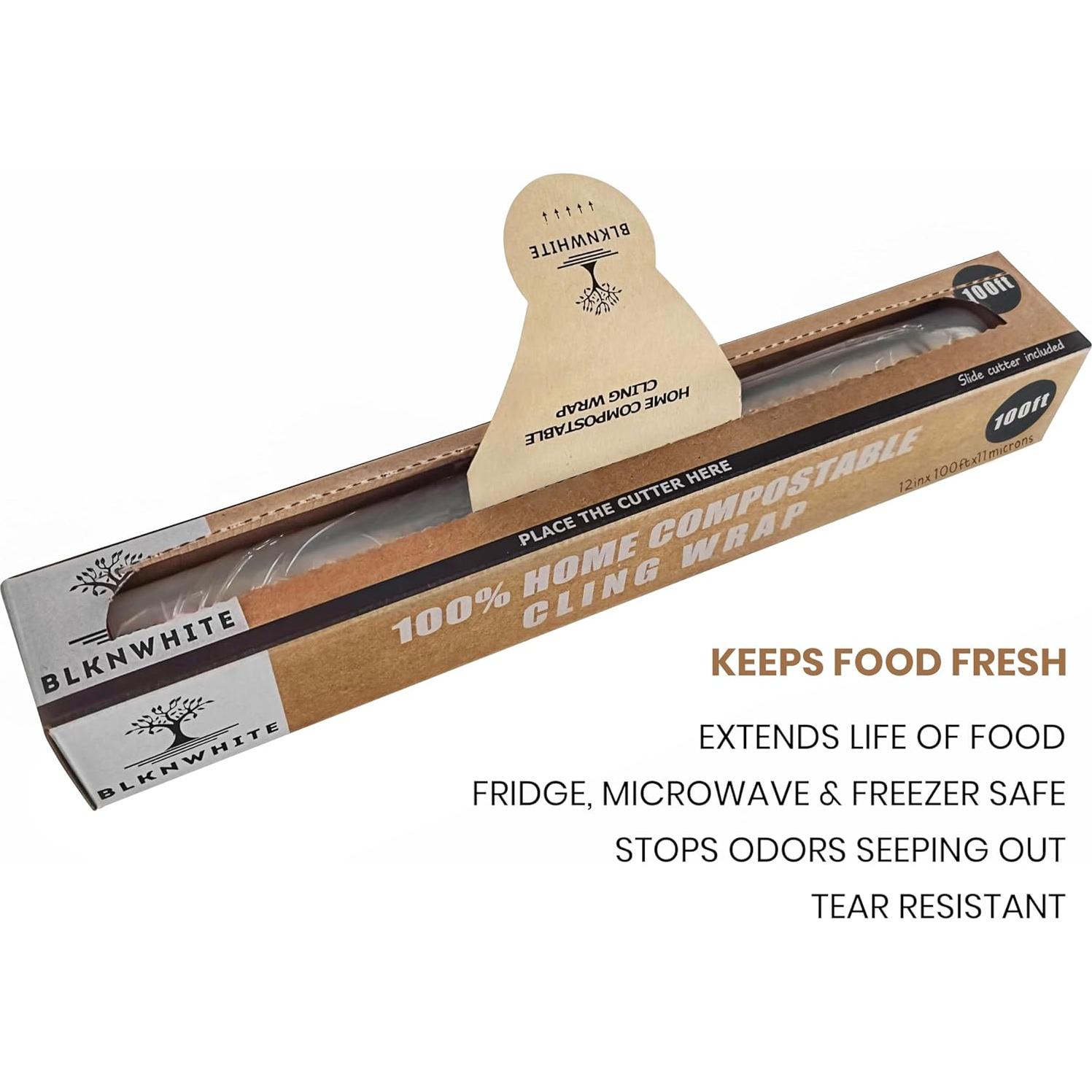 Envoltura Compostable BlknWhite 30.48 cm x 30.48 m con Cortador