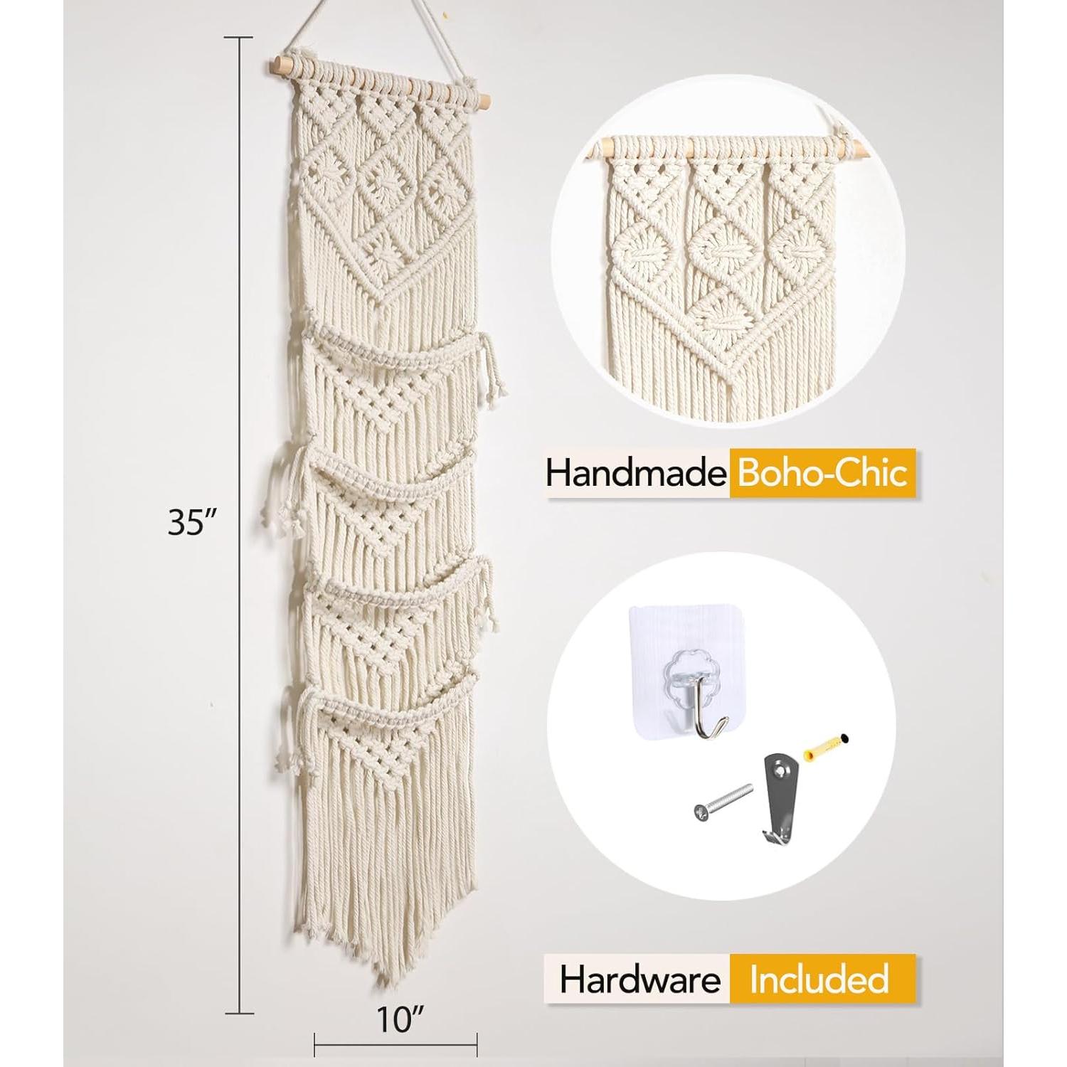 Perchero de Gorras Clysuply Boho 4 Capas Beige Hecho a Mano