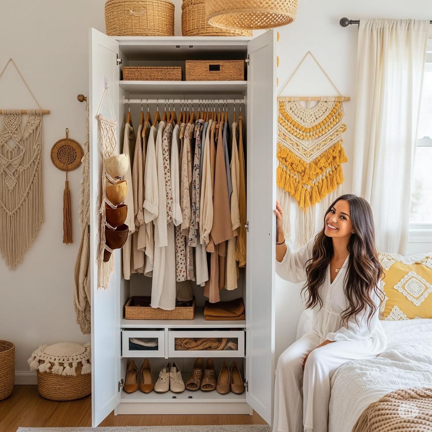 Perchero de Gorras Clysuply Boho 4 Capas Beige Hecho a Mano