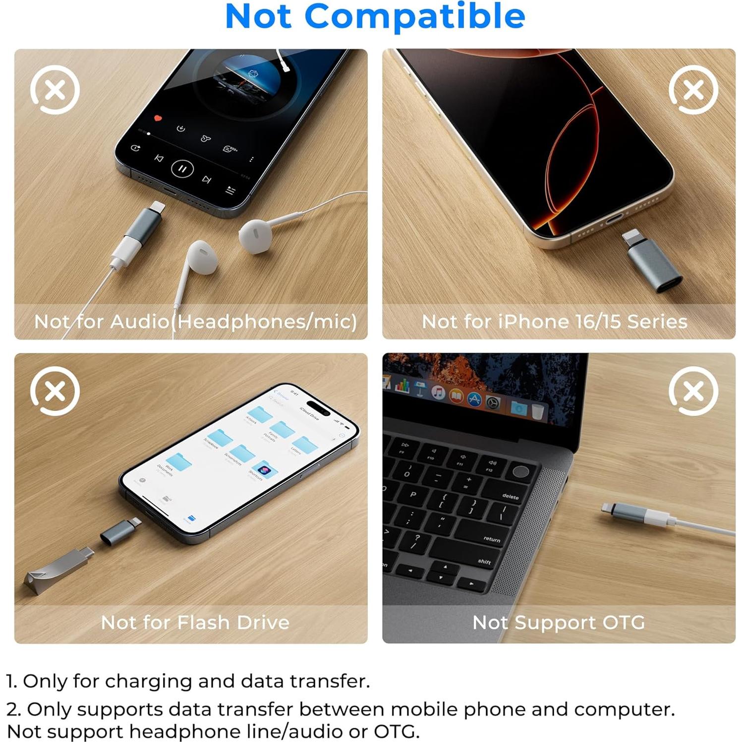 Adaptador USB C a Lightning Vanjua 4 Pack para iPhone y iPad