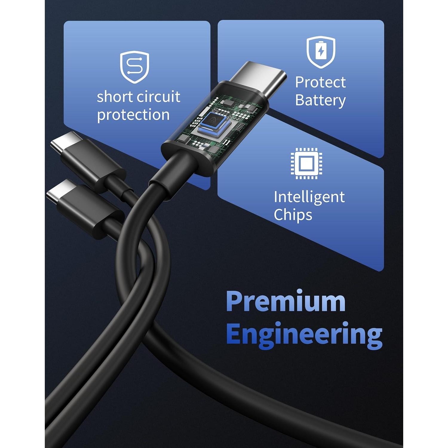 Cable USB C a USB C 60W JUNVANG 3FT (0.91m) Carga Rápida