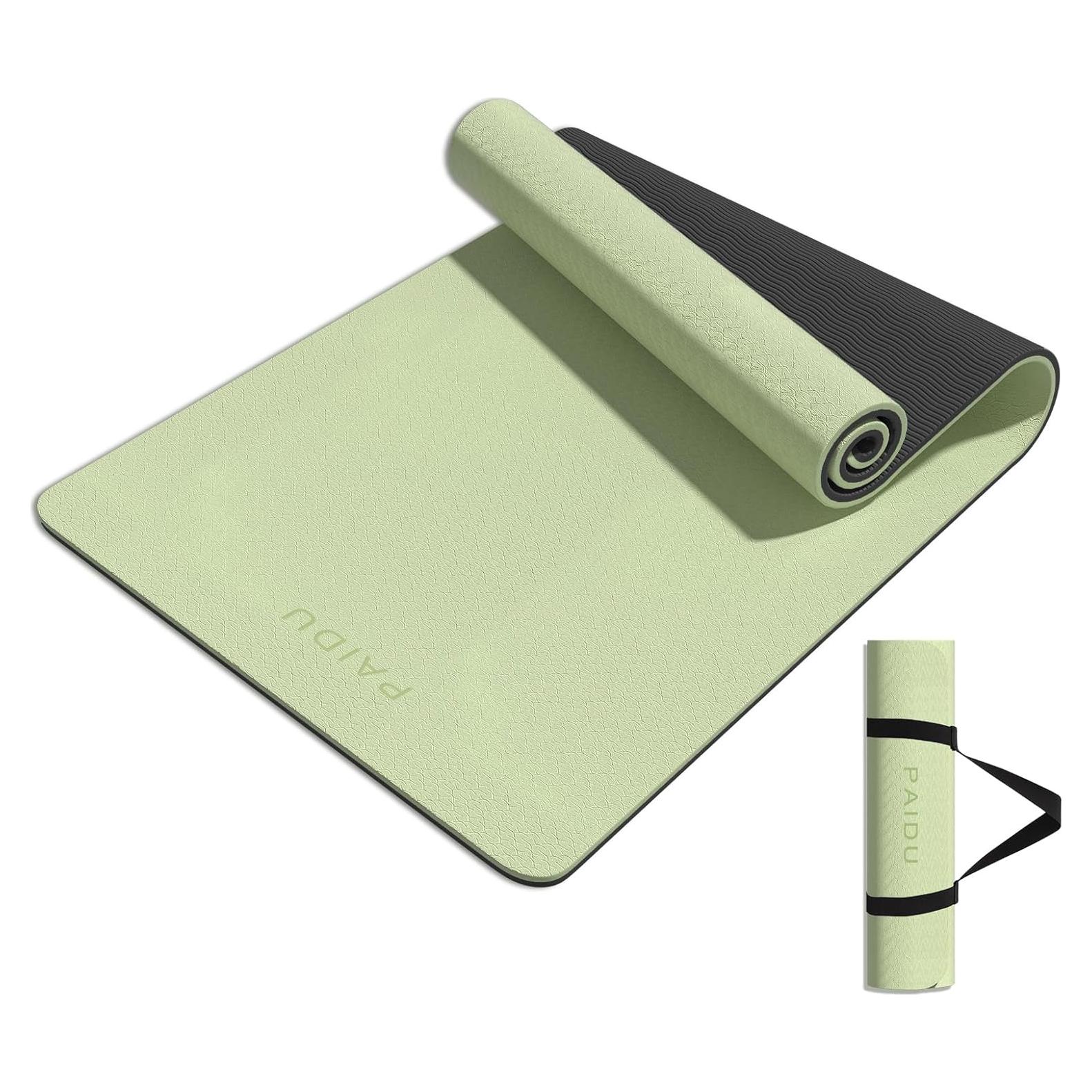 Estera de Yoga PAIDU 8mm TPE Antideslizante Verde y Negro