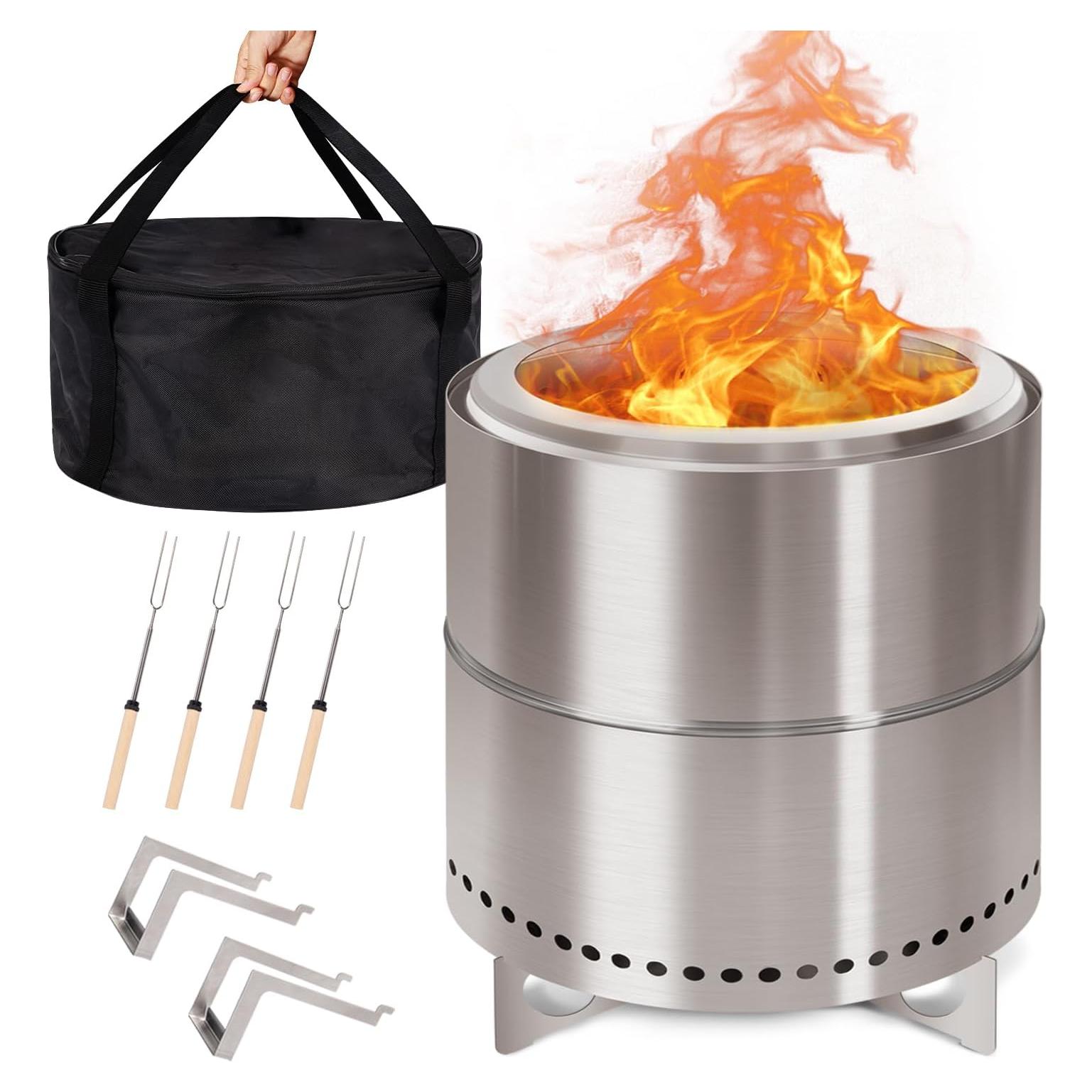 Hoguera Sin Humo GREENVINES 38 cm Acero Inoxidable Portátil