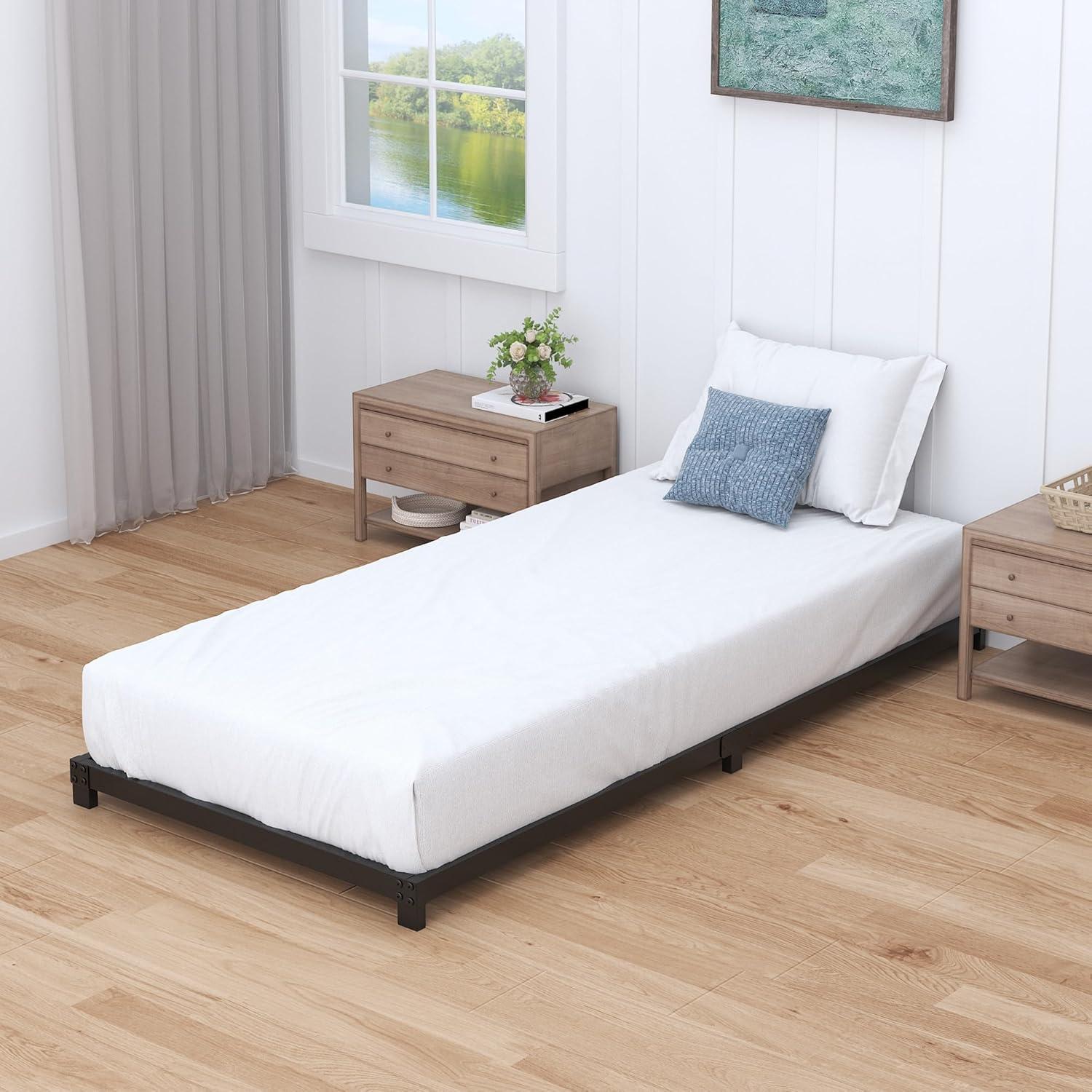 Marco de Cama Twin Nailsong 4 Pulgadas Metal Negro