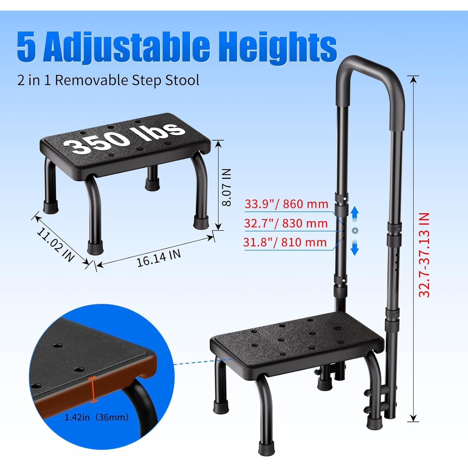 Escalera Ajustable WHOMEC para Ancianos - Soporta 158.8 kg