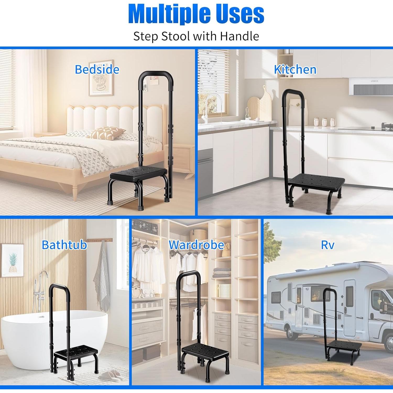 Escalera Ajustable WHOMEC para Ancianos - Soporta 158.8 kg
