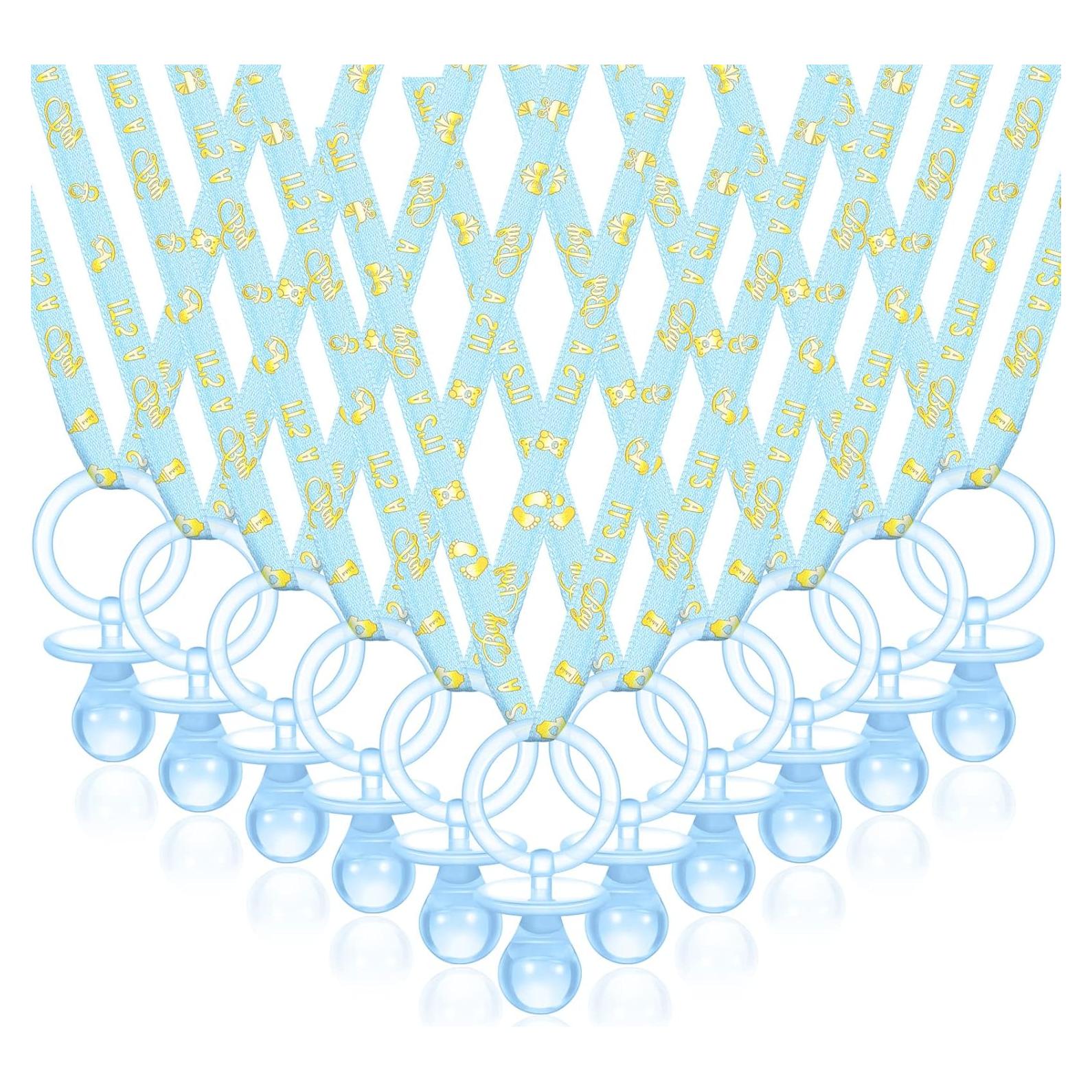 Collares de Chupetes Baby Shower Junkin 60 Piezas Azul Dorado