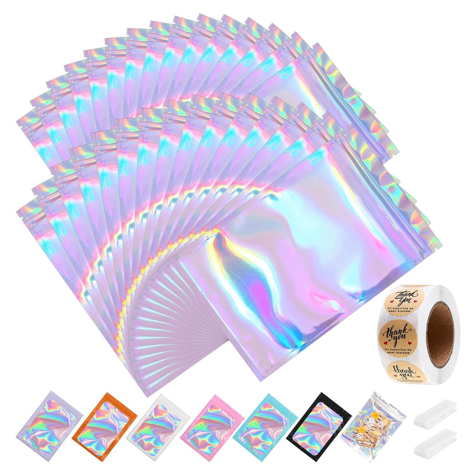 200 Bolsas Mylar Holográficas 10.16x15.24 cm Resellables