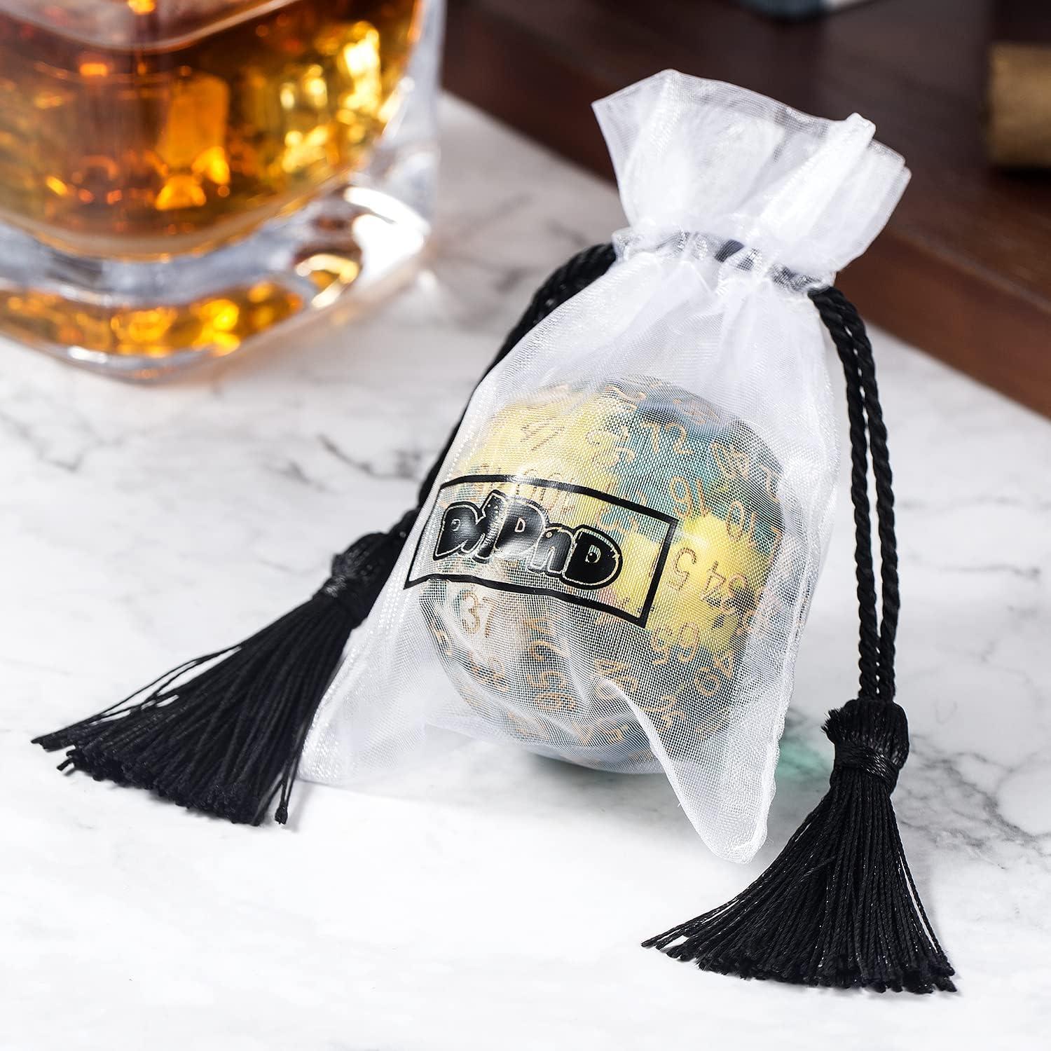 Dado Poliédrico D100 DNDND Negro Sólido 50mm con Bolsa