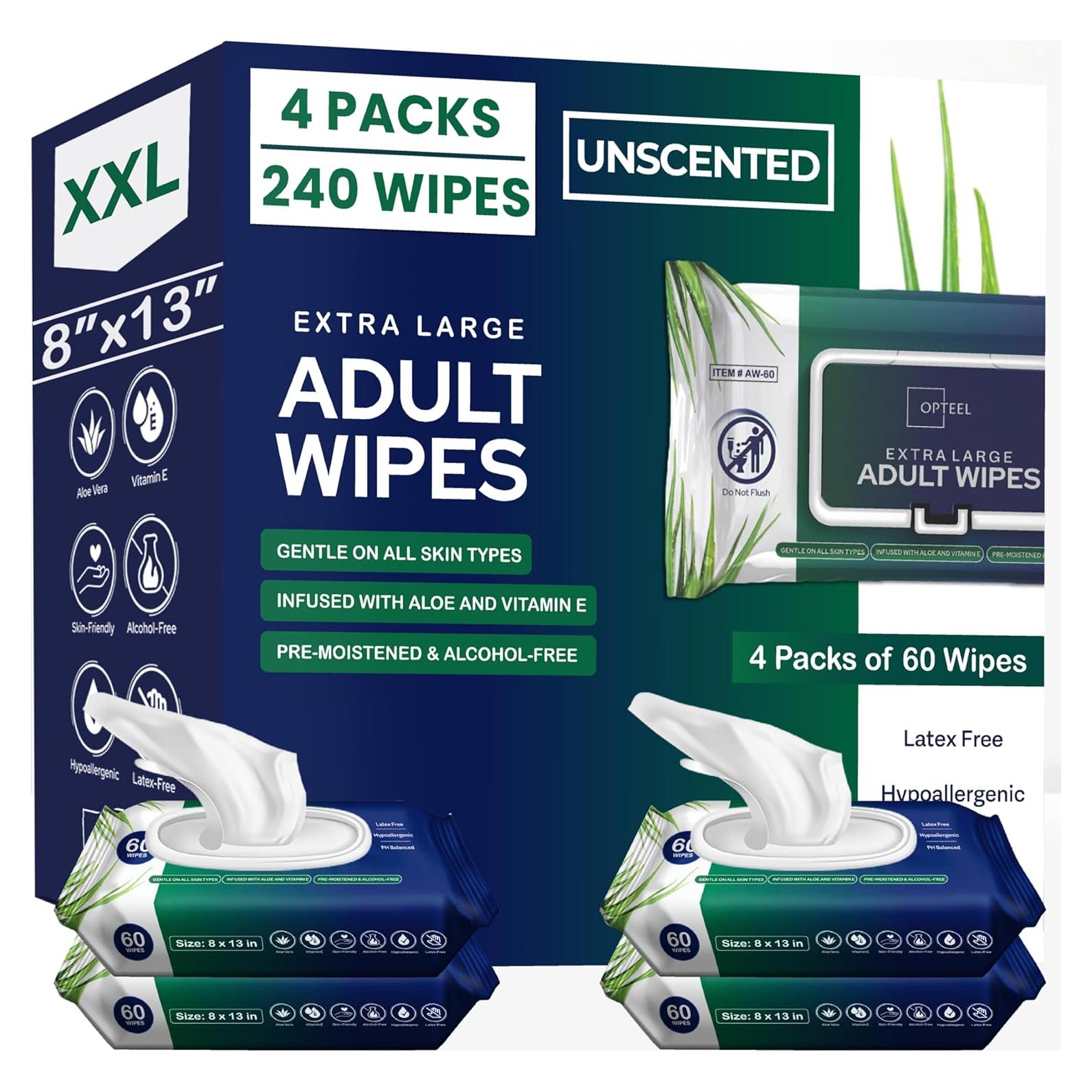 Toallitas Húmedas para Adultos OPTEEL 240ct Extra Grandes