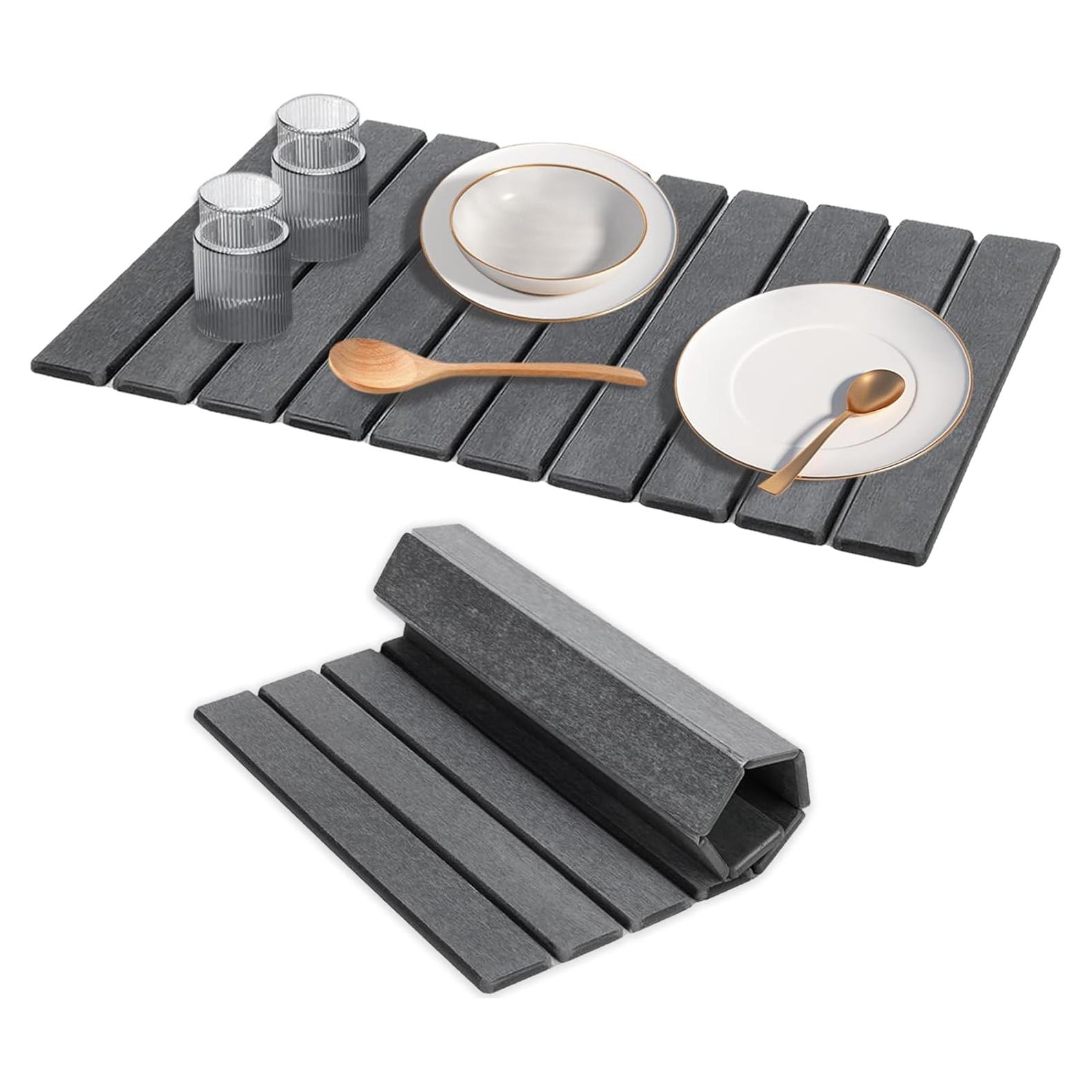 Alfombrilla de Secado de Platos BELLPO 61x41 cm Ecológica Gris