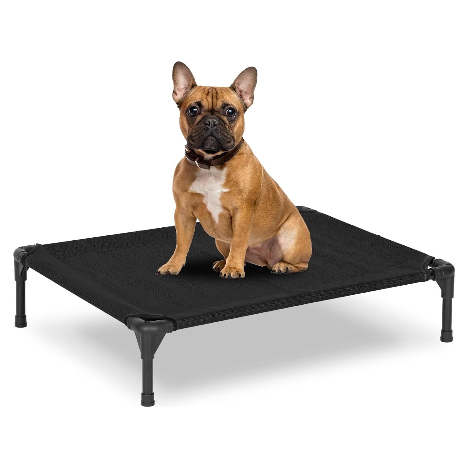 Cama Elevada para Perros PVY Mediana Negra 81x63 cm Malla Lavable