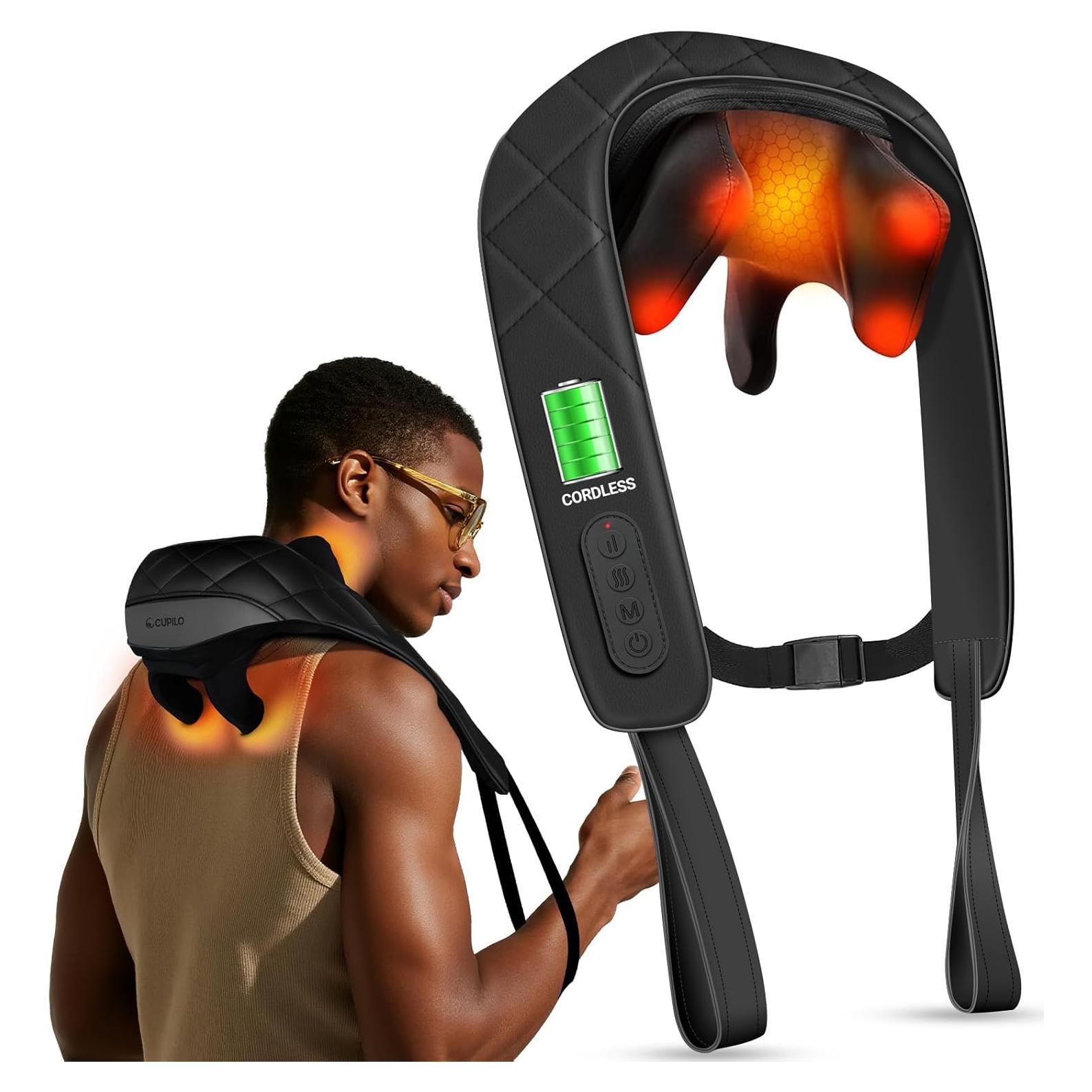 Masajeador de Cuello Inalámbrico CuPiLo con Calor 4D - Negro