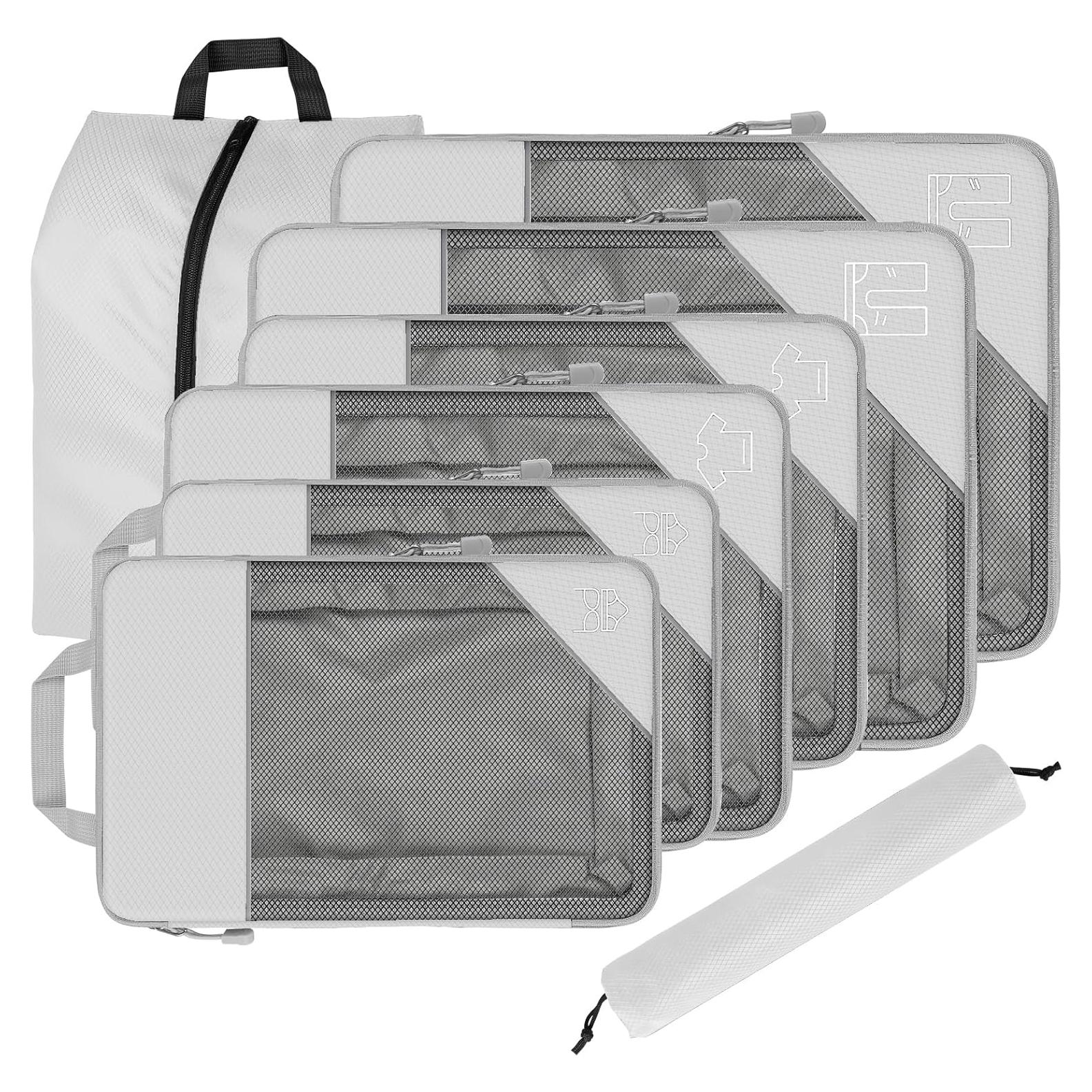 Set de 8 Cubos de Compresión Genérico para Viaje Beige