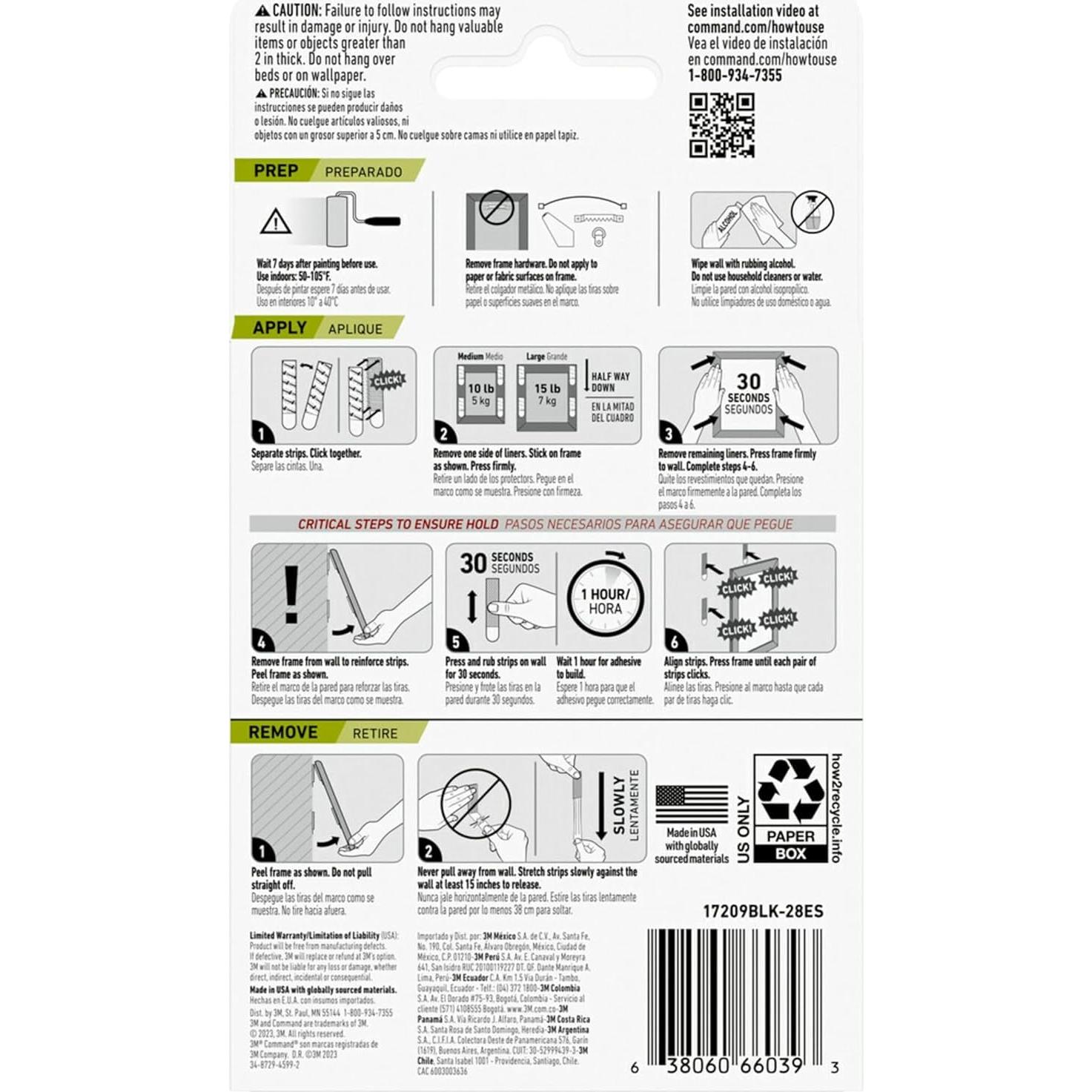 Tiras de Colgar Imágenes Command 32 Pzas, Sin Daños, Negro
