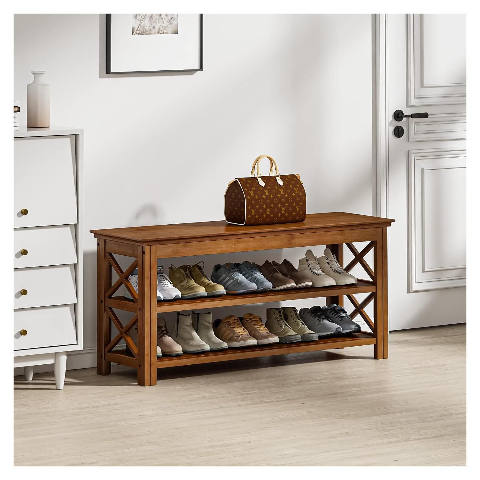 Banco de Zapatos Bamworld de Bambú 100 cm con Almacenamiento