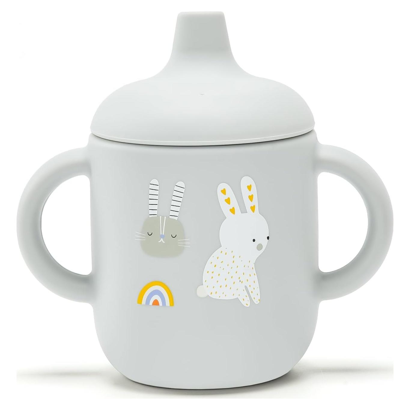 Taza Antivuelco de Silicona Little Rawr 180ml Gris-Rabbit