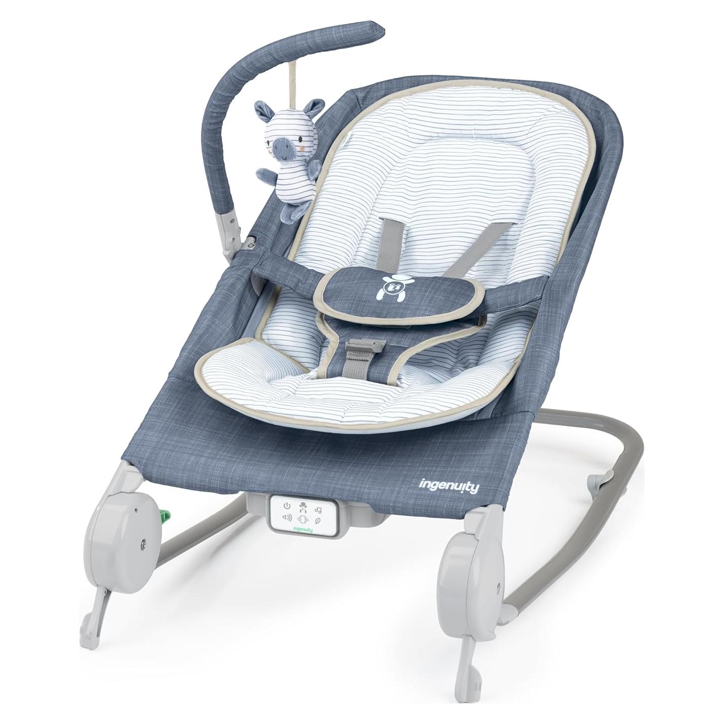 Silla de Rebotar y Masaje Ingenuity Happy Belly - Azul Chambray