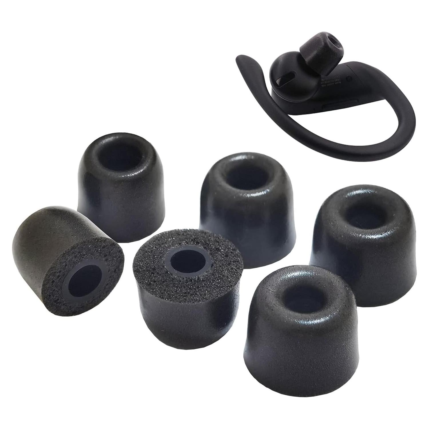 Replacement Earbuds Tips for Powerbeats Pro - Memory Foam Eartips, Noise Isolation, Anti-Slip Fit - Fits Powerbeats Pro, 2 & 3 - Black, 3 Pairs LMS