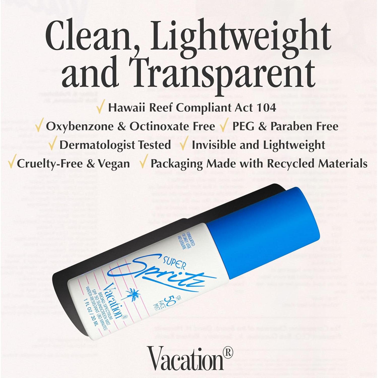 Spray Solar Facial Vacation SPF 50 Mini 6x1oz Resistente Agua