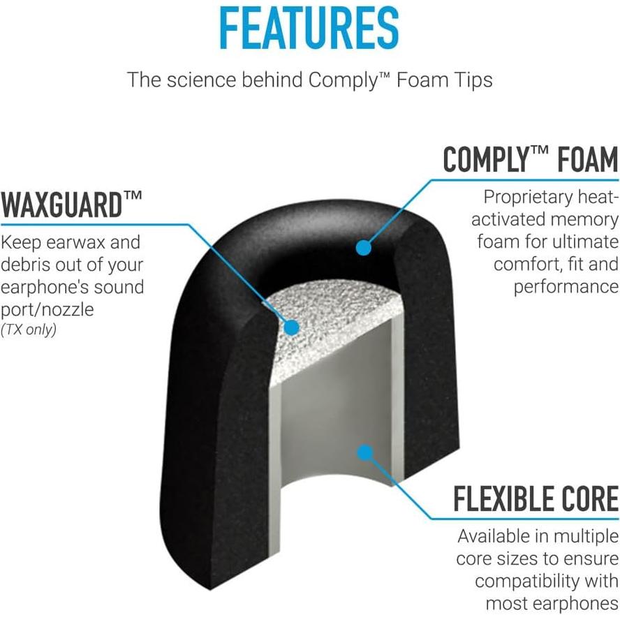 Consejos de Espuma de Memoria Comply para Sony MDR-XB50AP - Mediano (3 pares)