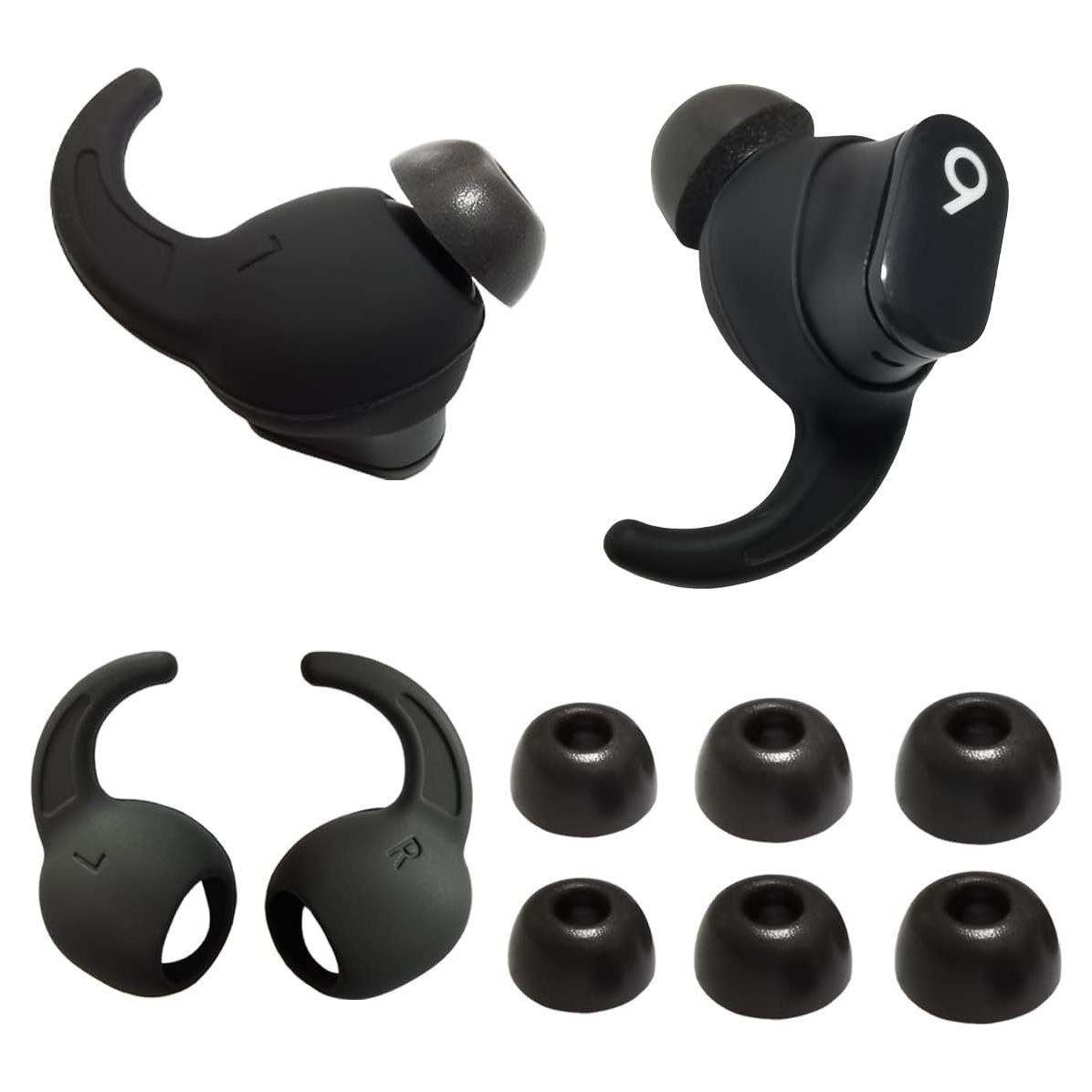 Memory Foam Ear Tips for Beats Studio Buds Earhooks for Beats Earbuds Replacement Grip Cover for Beats Studio Buds+ Ear Tips fit in Charging Case, Black