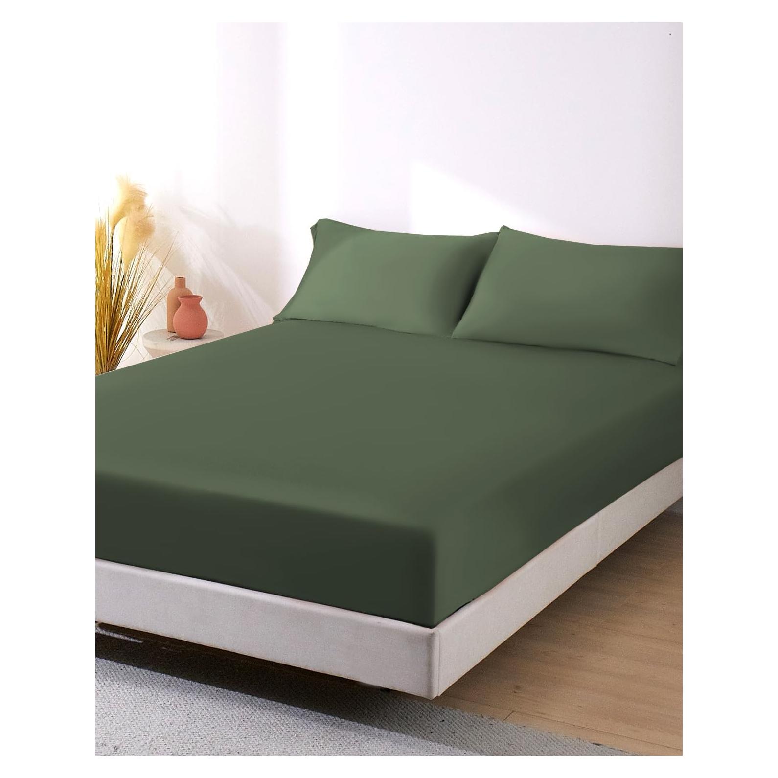 Sábana Ajustada ZonLi Queen Verde Aurora, 182.88x213.36 cm