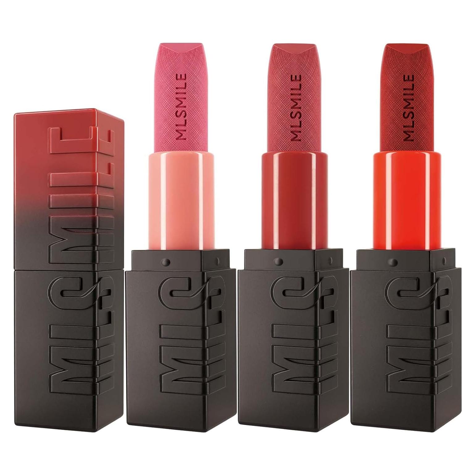 Conjunto de 3 lápices labiales satén MLSMILE a prueba de agua
