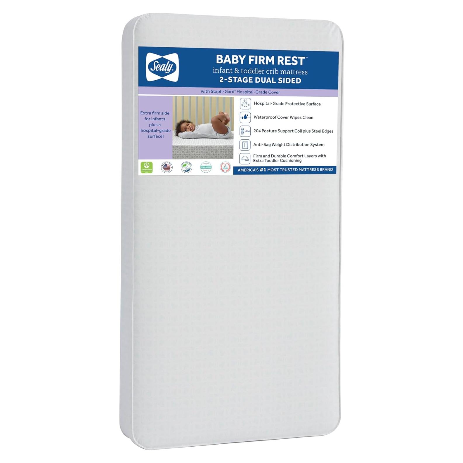 Colchón para Cuna Sealy Baby Firm Rest 2 Etapas Antibacteriano 132x71cm