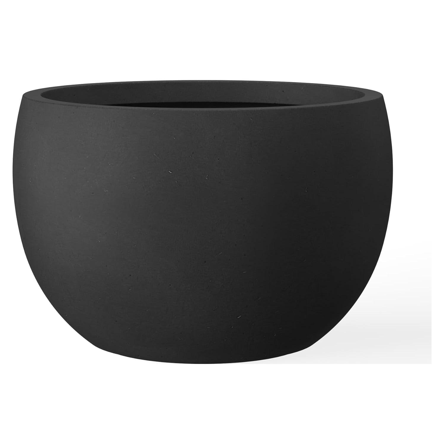 Maceta de Concreto Kante 30 cm Redonda con Drenaje Negro