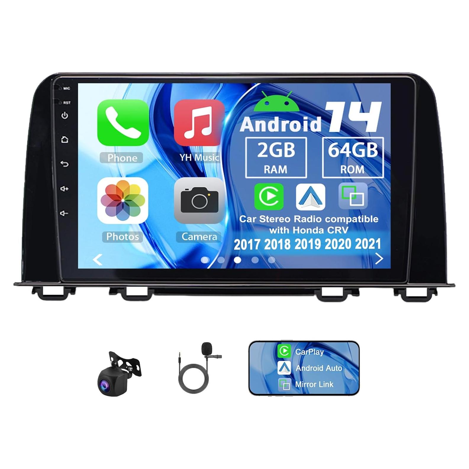 Radio Doble Din Android 14 Slakerbe 9" GPS Carplay Honda CRV